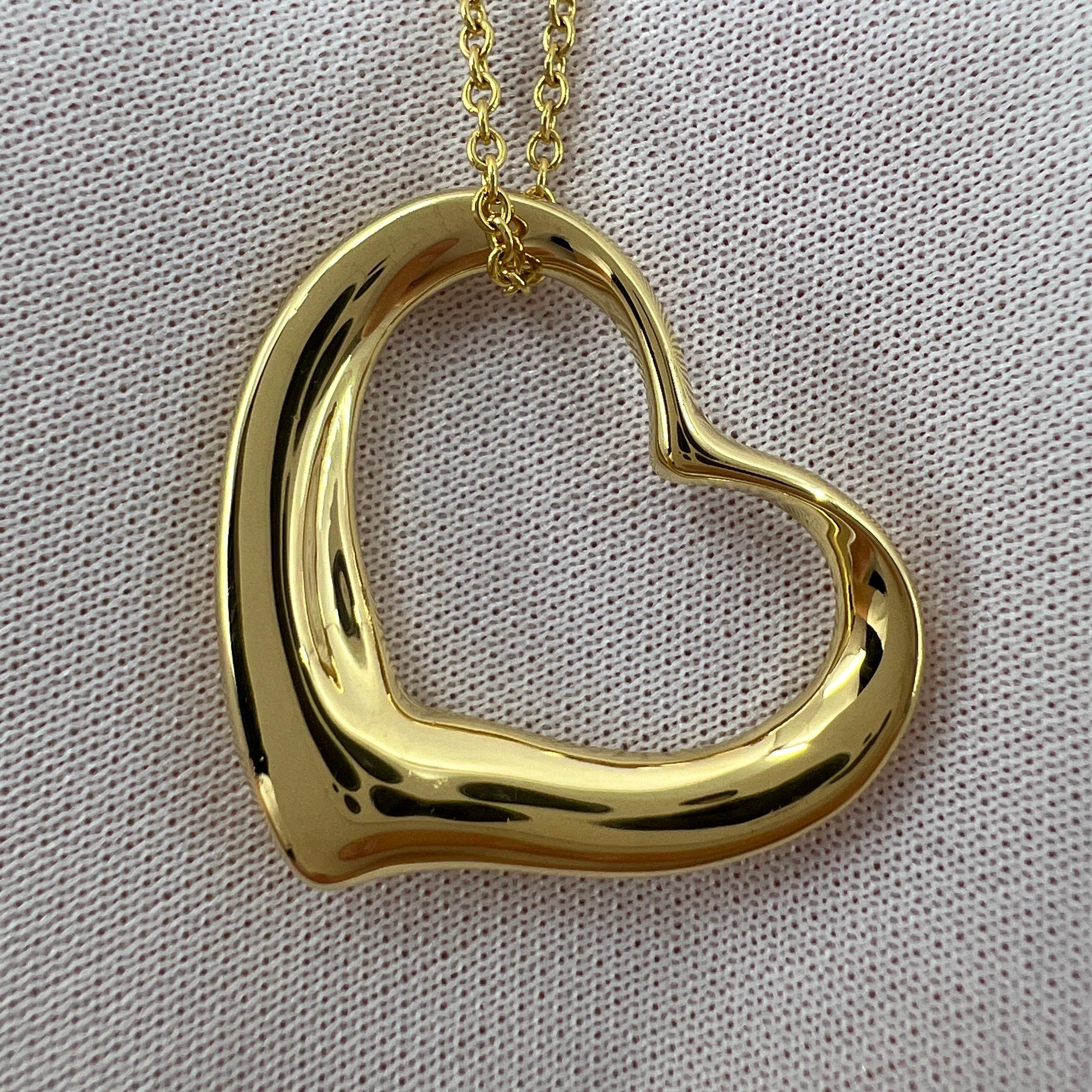 Tiffany & Co. Elsa Peretti Collier pendentif très grand cœur ouvert en or 18 carats en vente 3