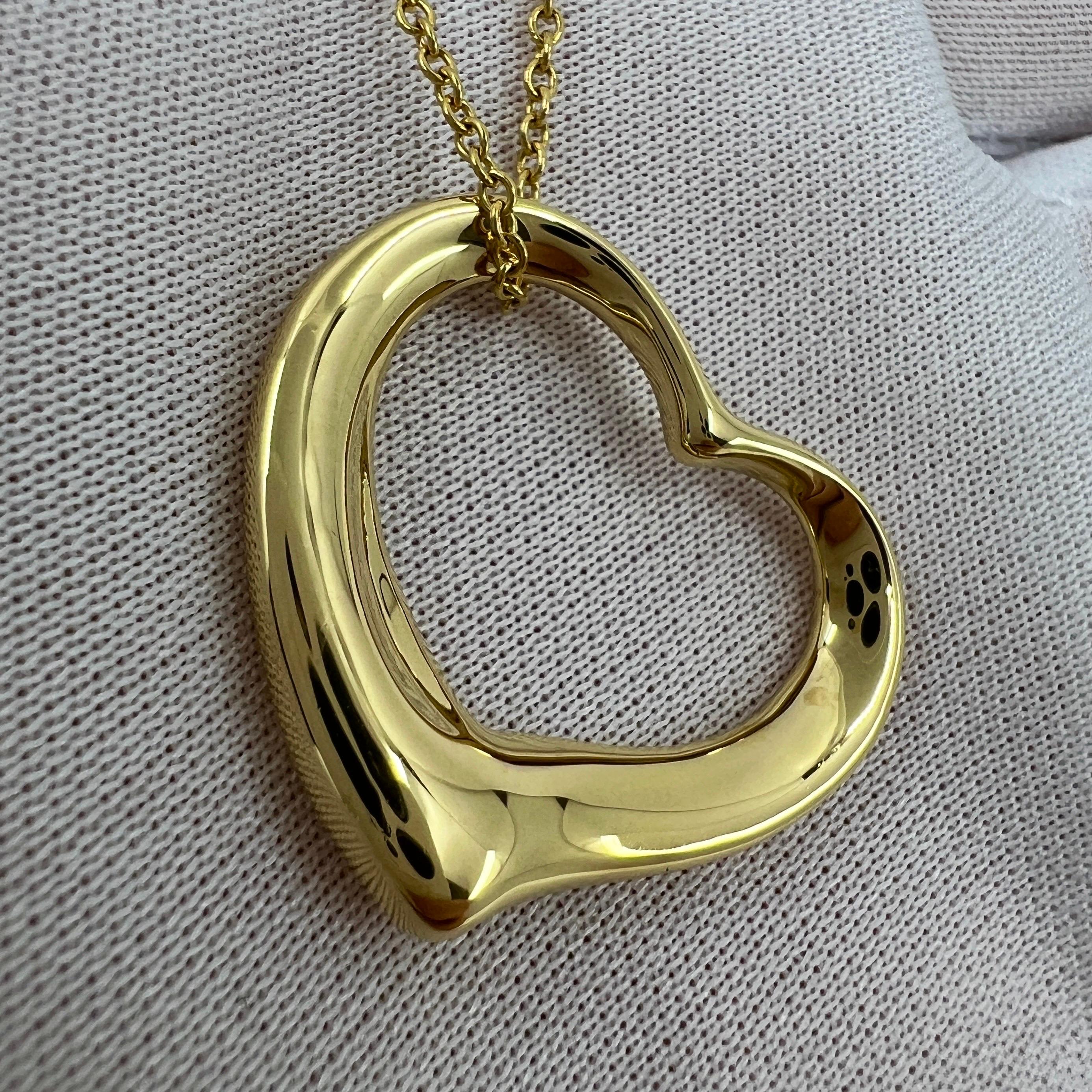 Tiffany & Co. Elsa Peretti Collier pendentif très grand cœur ouvert en or 18 carats en vente 4