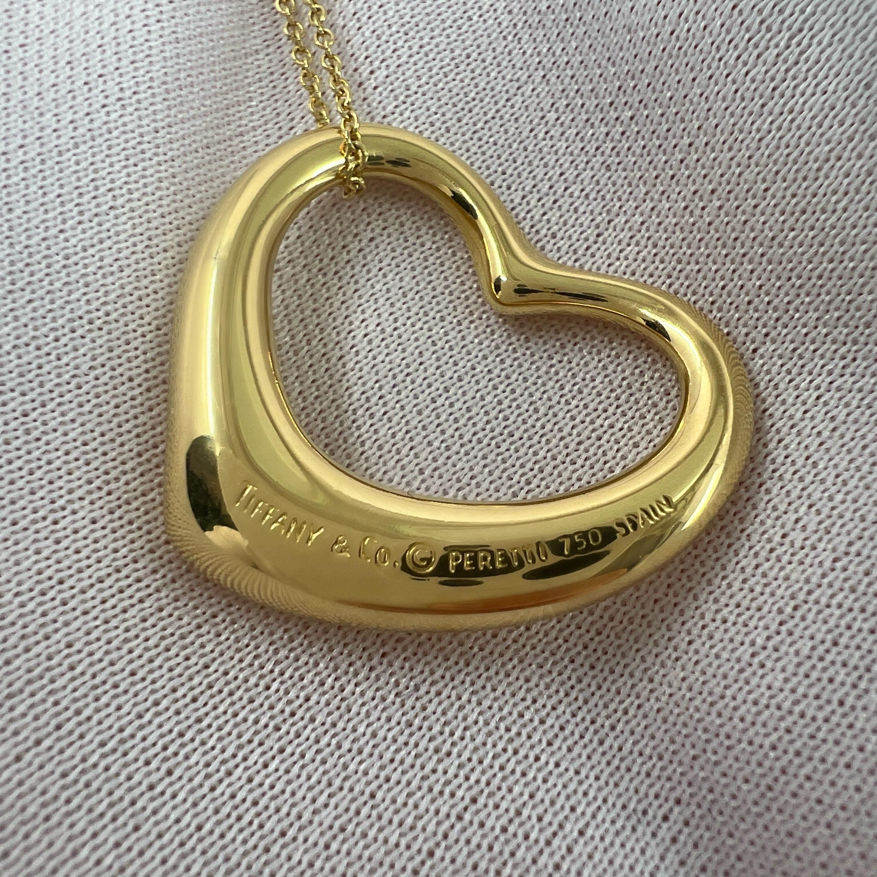 Tiffany & Co. Elsa Peretti Collier pendentif très grand cœur ouvert en or 18 carats en vente 5