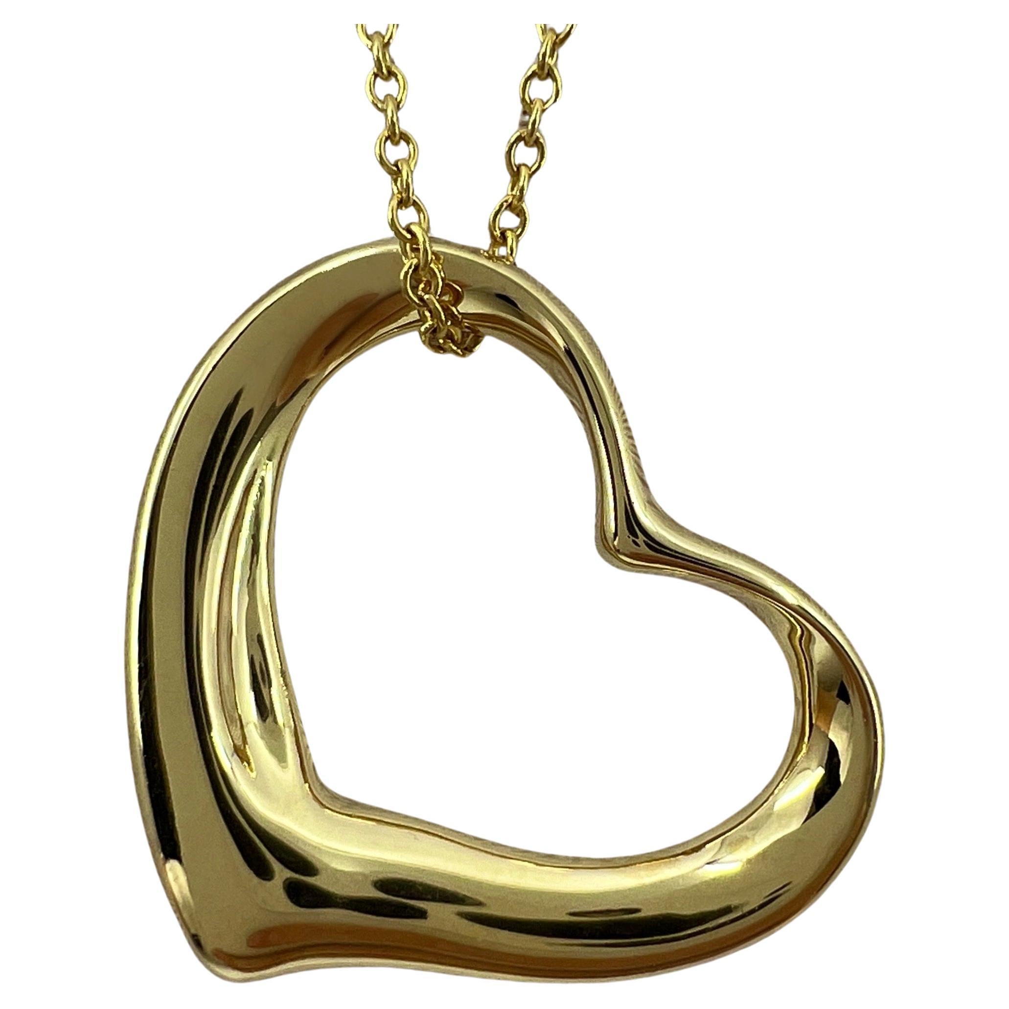 Tiffany & Co. Elsa Peretti Extra Large Open Heart 18k Gold Pendant Necklace