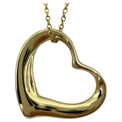 Tiffany & Co. Elsa Peretti Extra große offenes Herz 18k Gold Anhänger Halskette mit Anhänger