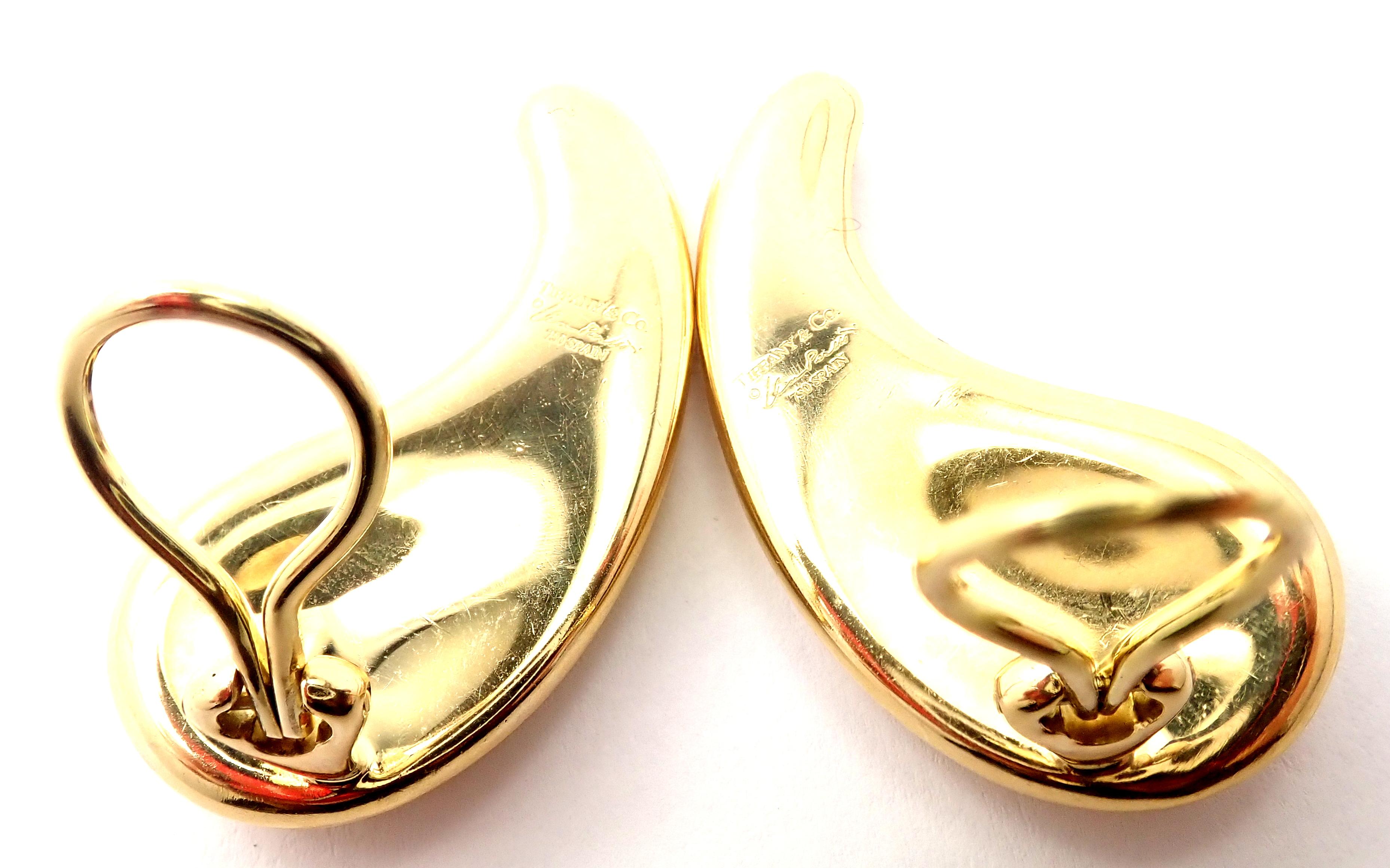 Tiffany & Co. Elsa Peretti Boucles d'oreilles Bean extra larges en or jaune Unisexe en vente