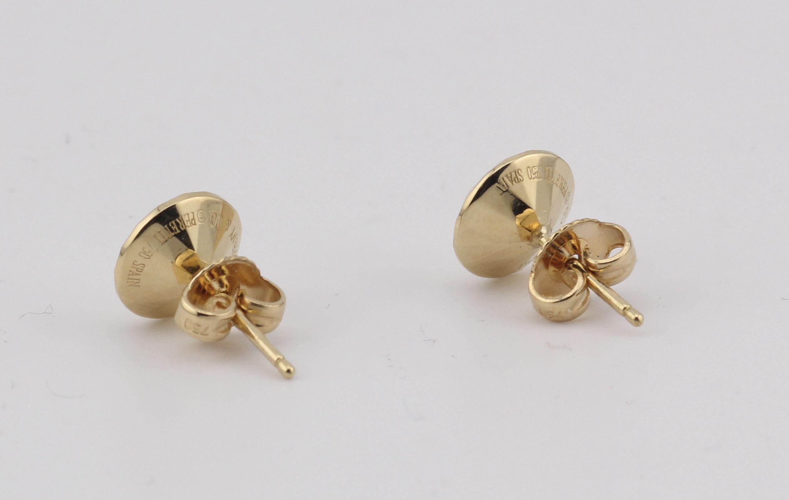 Tiffany & Co. Elsa Peretti Facet 2 Carat 18K Yellow Gold Stud Earrings In Good Condition For Sale In Simpsonville, SC