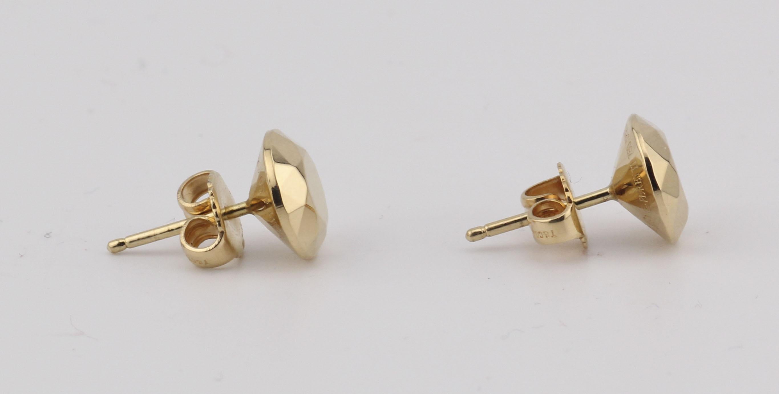 Women's Tiffany & Co. Elsa Peretti Facet 2 Carat 18K Yellow Gold Stud Earrings For Sale