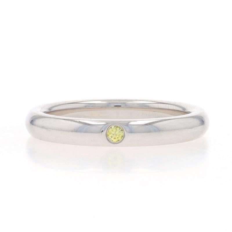 Tiffany & Co Elsa Peretti Fancy Yellow Diamond Solitaire Band Platinum Wed Ring