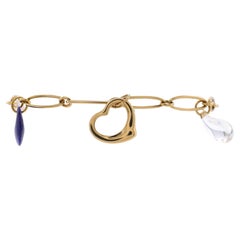 Tiffany & Co. Elsa Peretti Five Charms Bracelet 18k Yellow Gold with Lapi