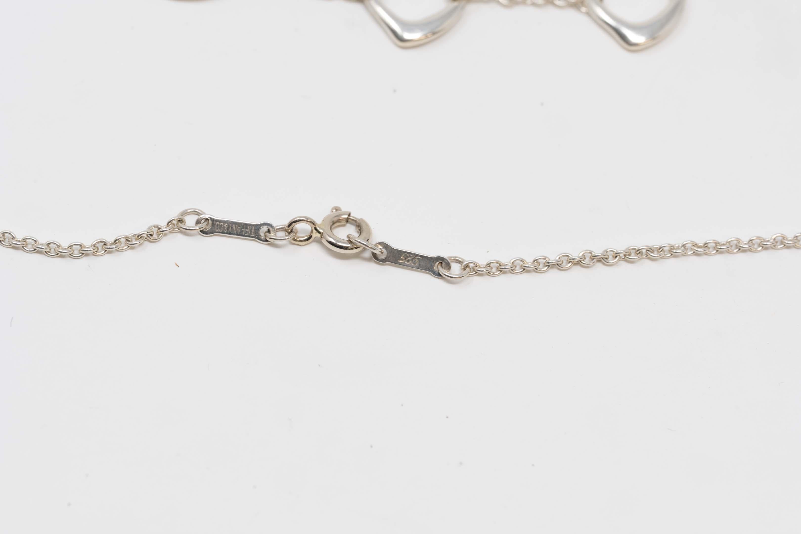 Women's Tiffany & Co. Elsa Peretti Five Heart Silver Necklace For Sale