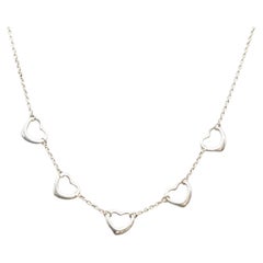Tiffany & Co. Elsa Peretti Five Heart Silver Necklace