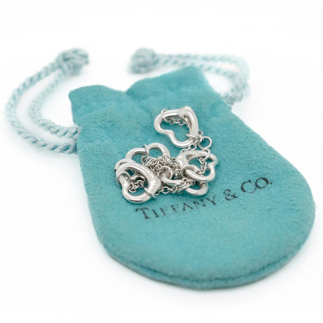 Tiffany & Co Elsa Peretti for Tiffany & Co Five Open Hearts Sterling Silver Bracelet Bon état - En vente à Philadelphia, PA