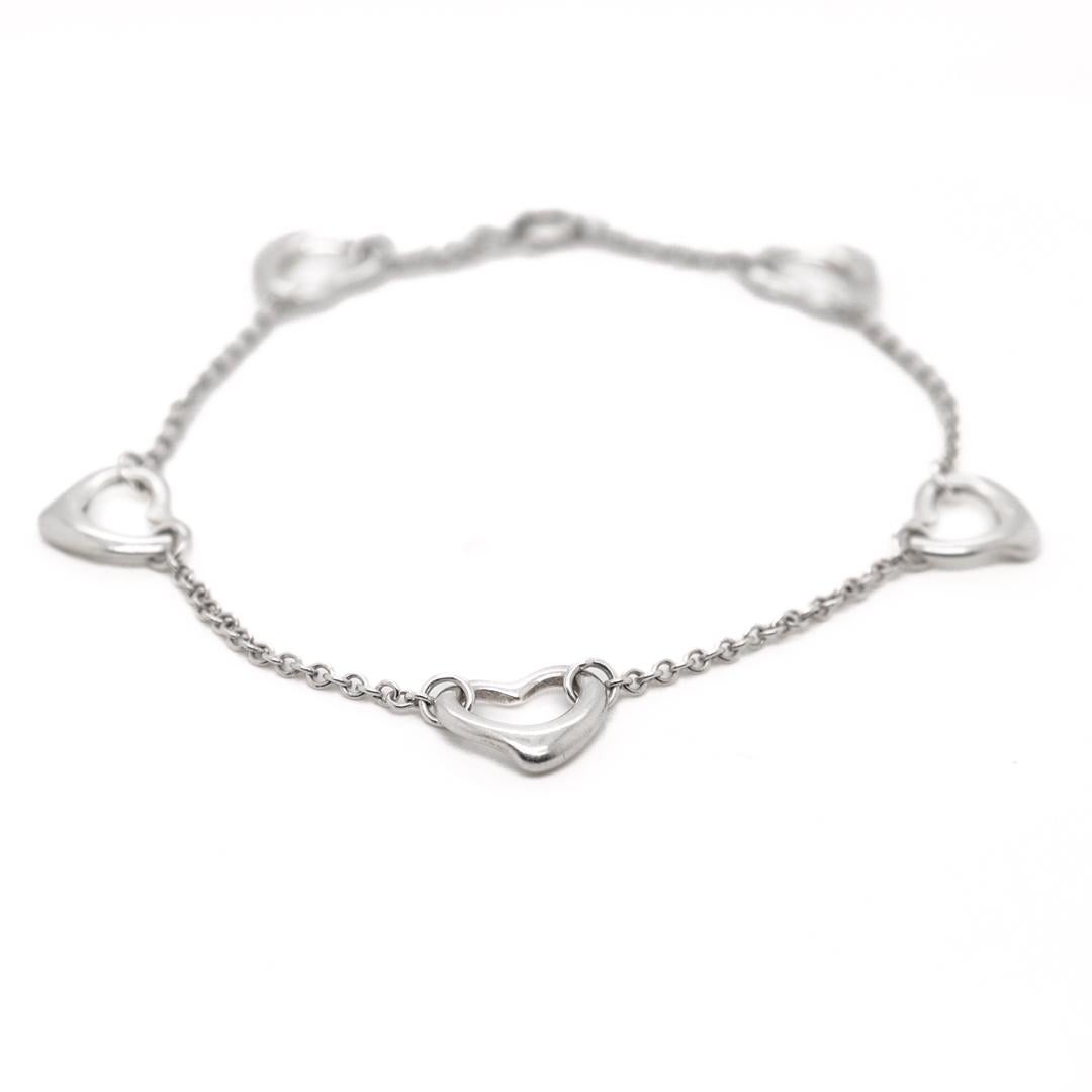 Tiffany & Co Elsa Peretti for Tiffany & Co Five Open Hearts Sterling Silver Bracelet Pour femmes en vente