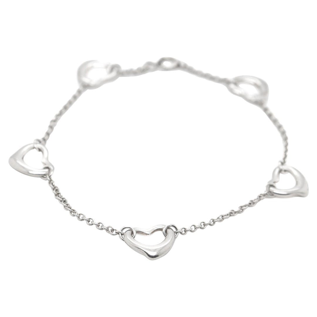 Tiffany & Co. Elsa Peretti for Tiffany & Co. Bracciale in argento con cinque cuori aperti