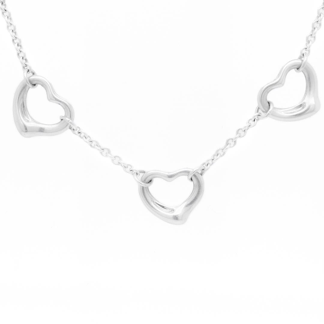 Tiffany & Co Elsa Peretti Five Open Hearts Sterling Silver Necklace For Sale 6