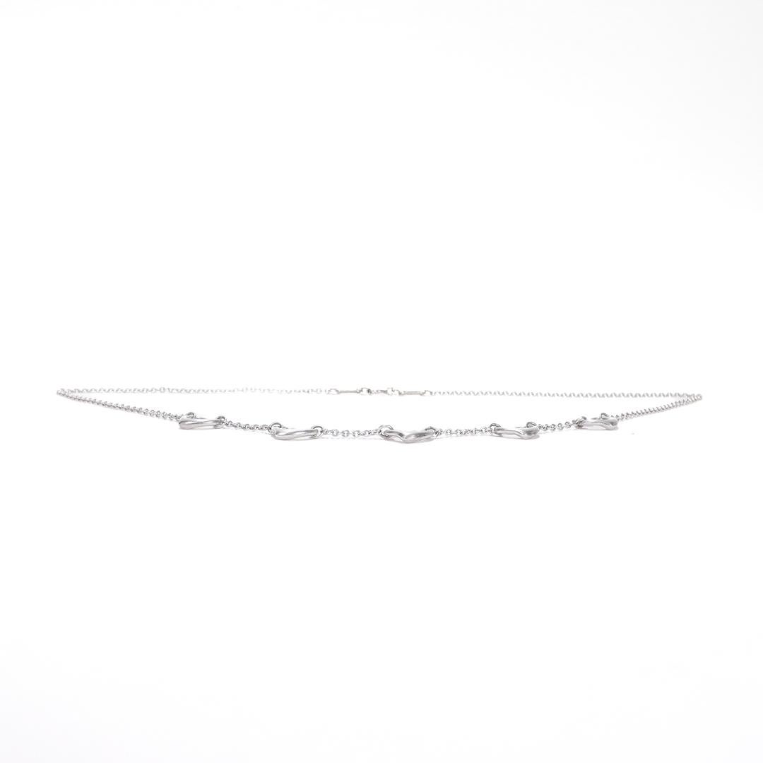 Tiffany & Co Elsa Peretti Five Open Hearts Sterling Silver Necklace For Sale 9