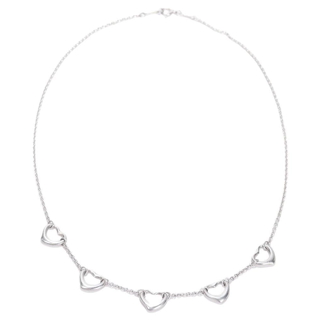 Tiffany & Co Elsa Peretti Five Open Hearts Sterling Silver Necklace