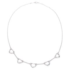Tiffany & Co Elsa Peretti Five Open Hearts Sterling Silver Necklace