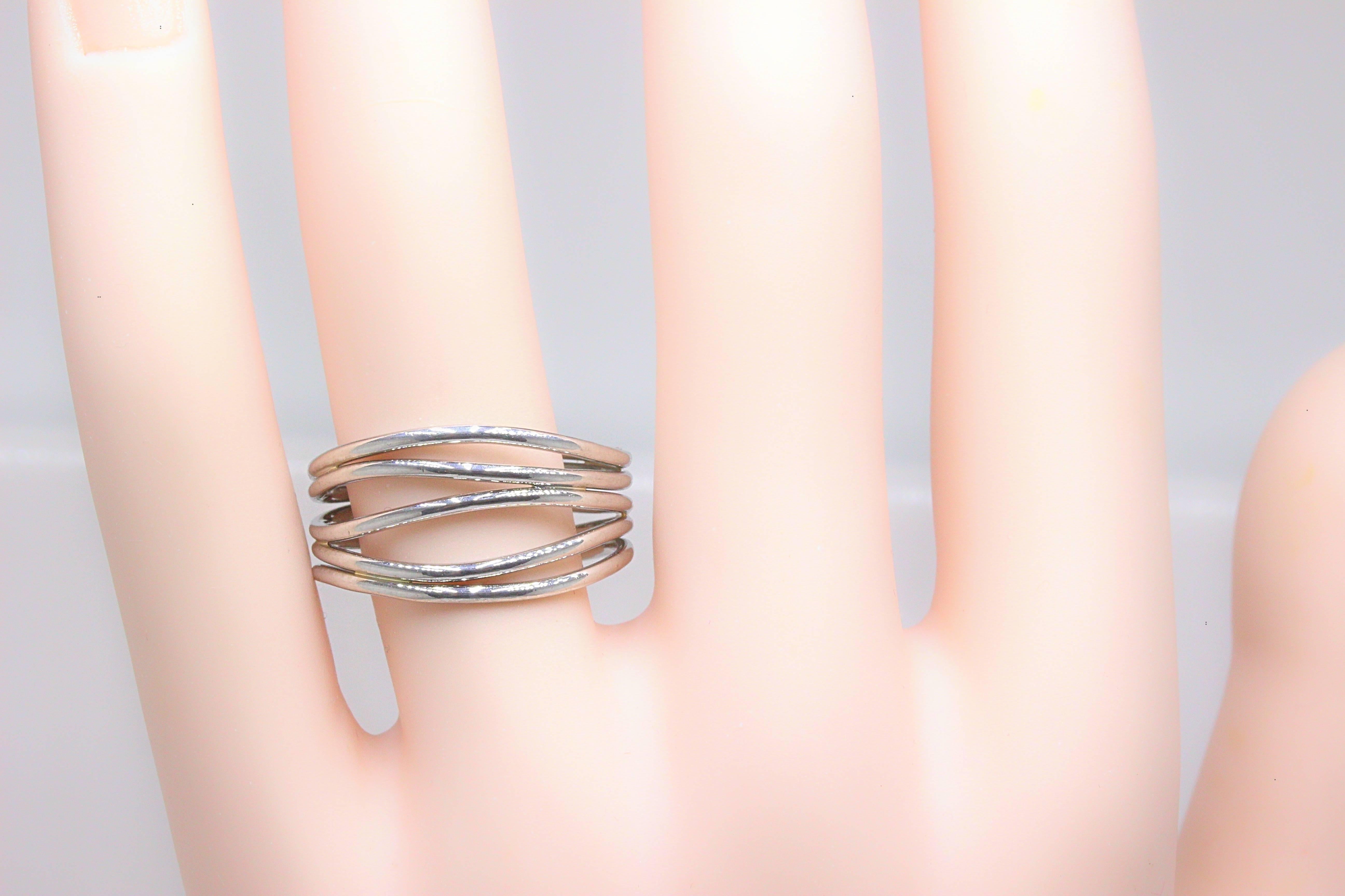 Tiffany & Co. Elsa Peretti Five-Row Wave Ring in 18 Karat White Gold 1