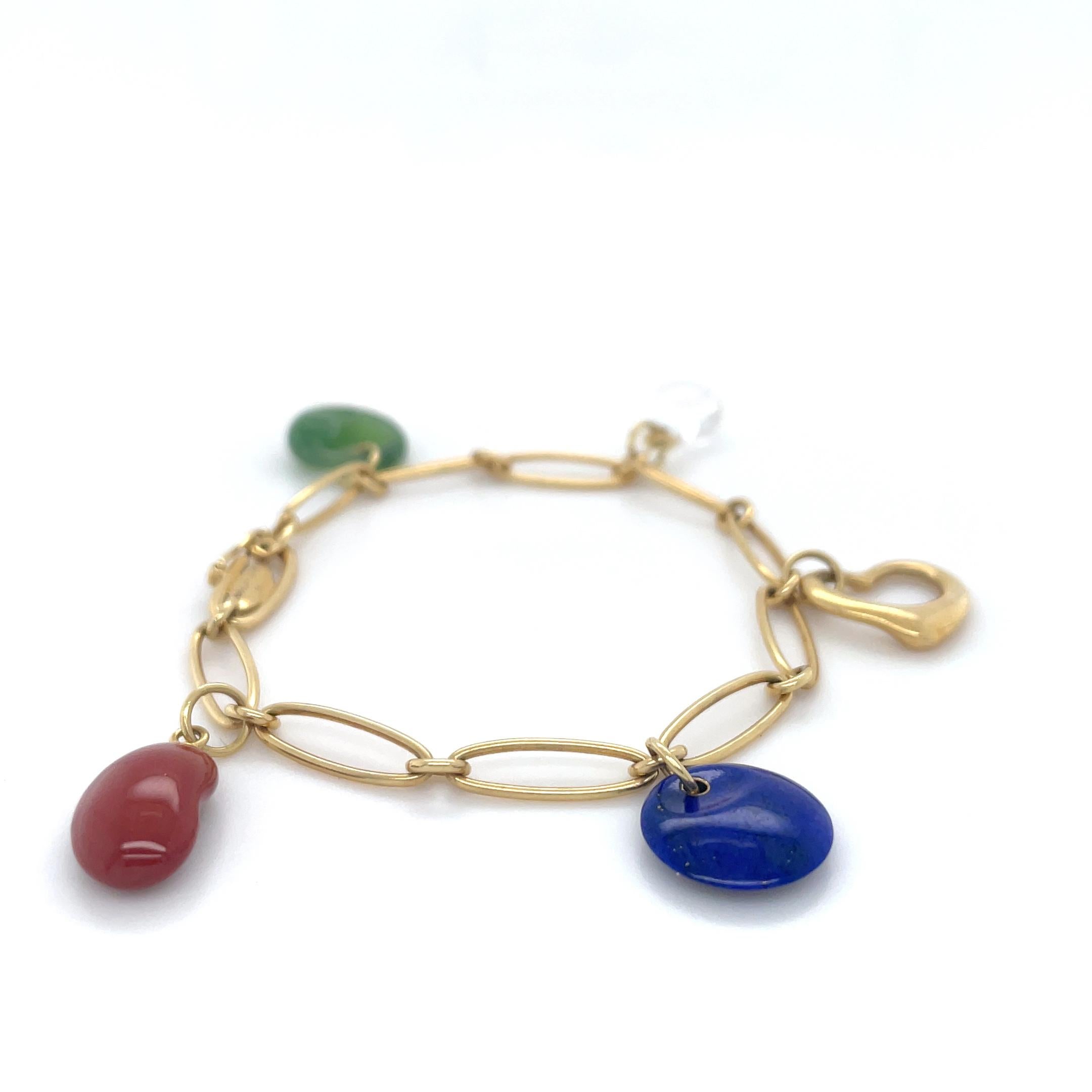 Cabochon Tiffany & Co., Elsa Peretti, Five Stone Charm Bracelet