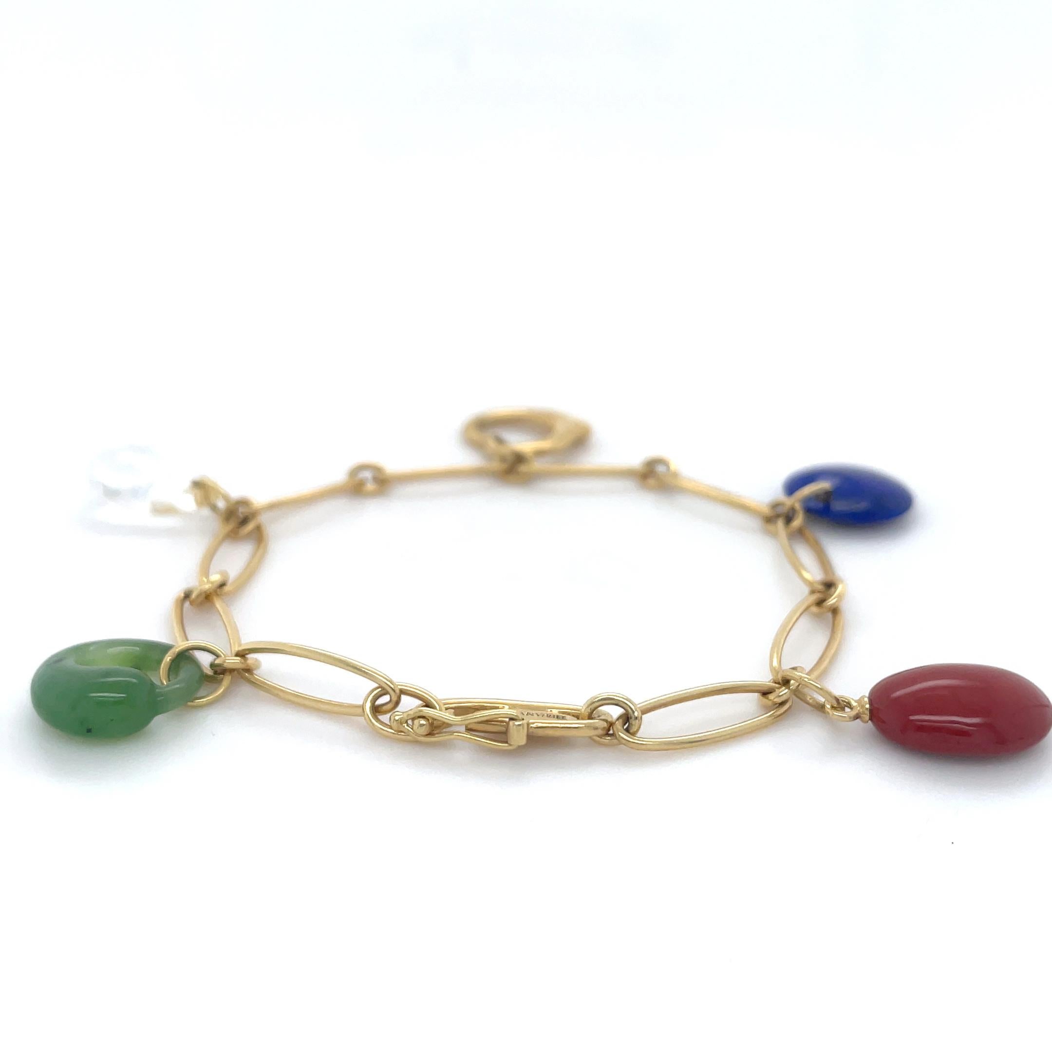 Tiffany & Co., Elsa Peretti, Five Stone Charm Bracelet In Excellent Condition In Chicago, IL