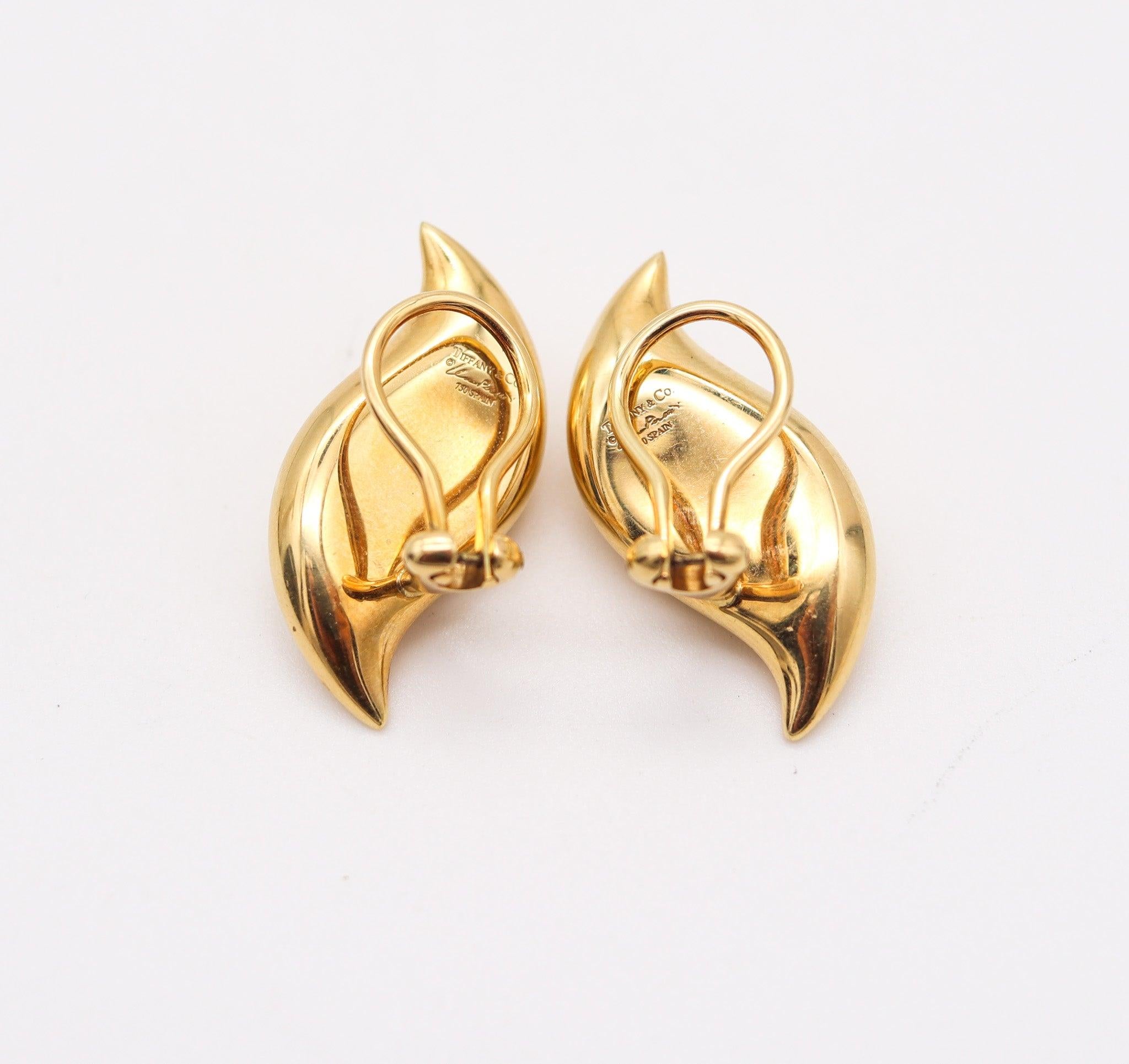 Women's TIFFANY & CO. Elsa Peretti Free Forms Clips-On Earrings In 18Kt Yellow Gold For Sale