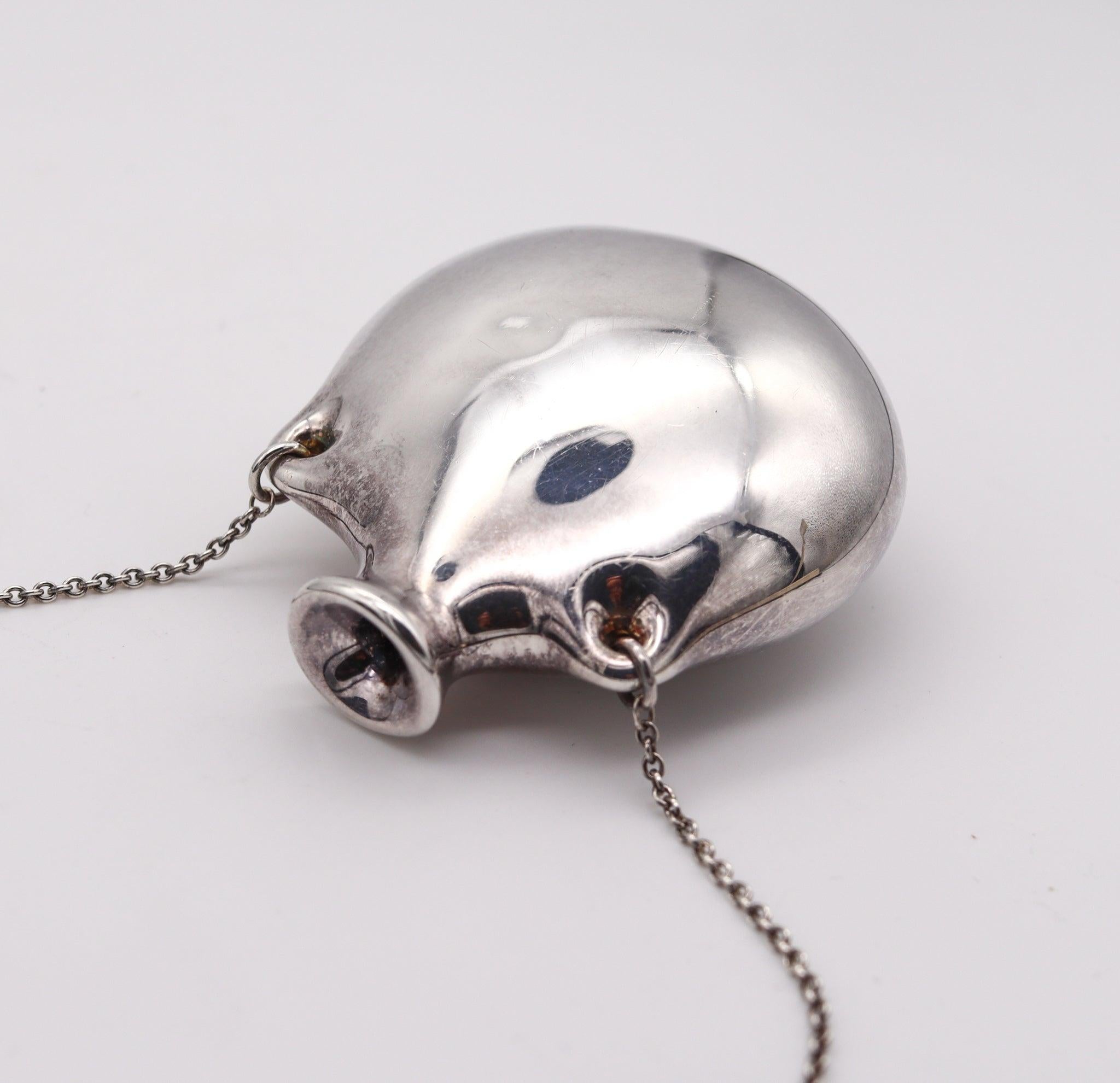 Modernist TIFFANY & CO. Elsa Peretti Freeform Bottle Necklace in 925 Sterling Silver