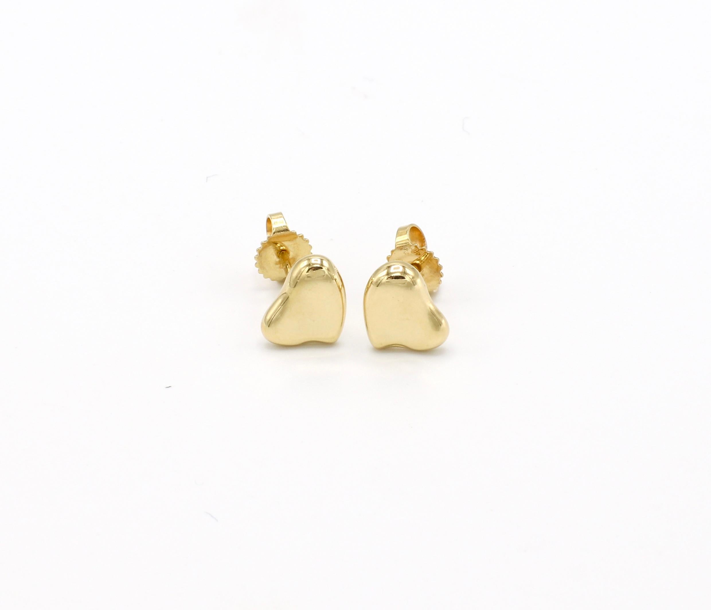 Tiffany & Co. Elsa Peretti Full Heart 18 Karat Gold Stud Earrings with Box 

Metal: 18k gold
Weight: 2.63 grams
Width: 10mm
Signed: T&Co. Peretti 750

Retail:  $1,300
