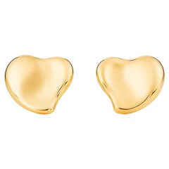 Tiffany & Co. Elsa Peretti Full Heart Stud Earrings 18k Yellow Gold
