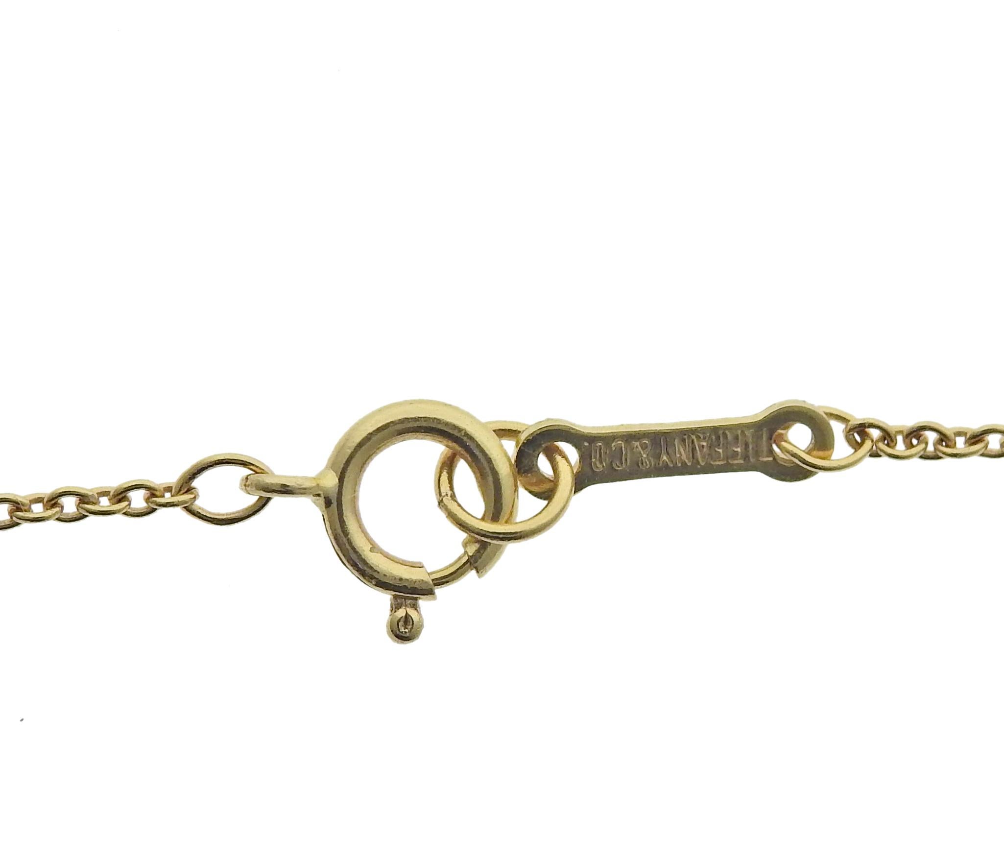 Round Cut Tiffany & Co Elsa Peretti Gold Diamond Open Heart Pendant Necklace For Sale
