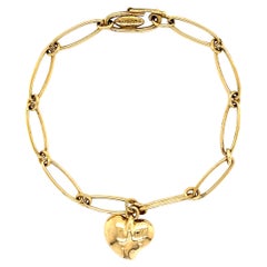 TIFFANY & CO Elsa Peretti Gold Heart Charm Bracelet Estate Fine Jewelry