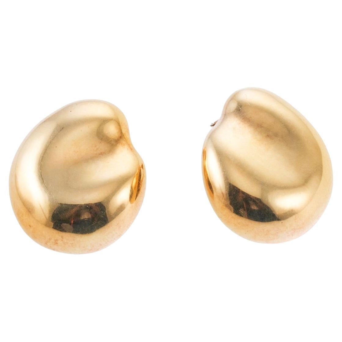 Tiffany & Co Elsa Peretti Gold Large Bean Earrings For Sale