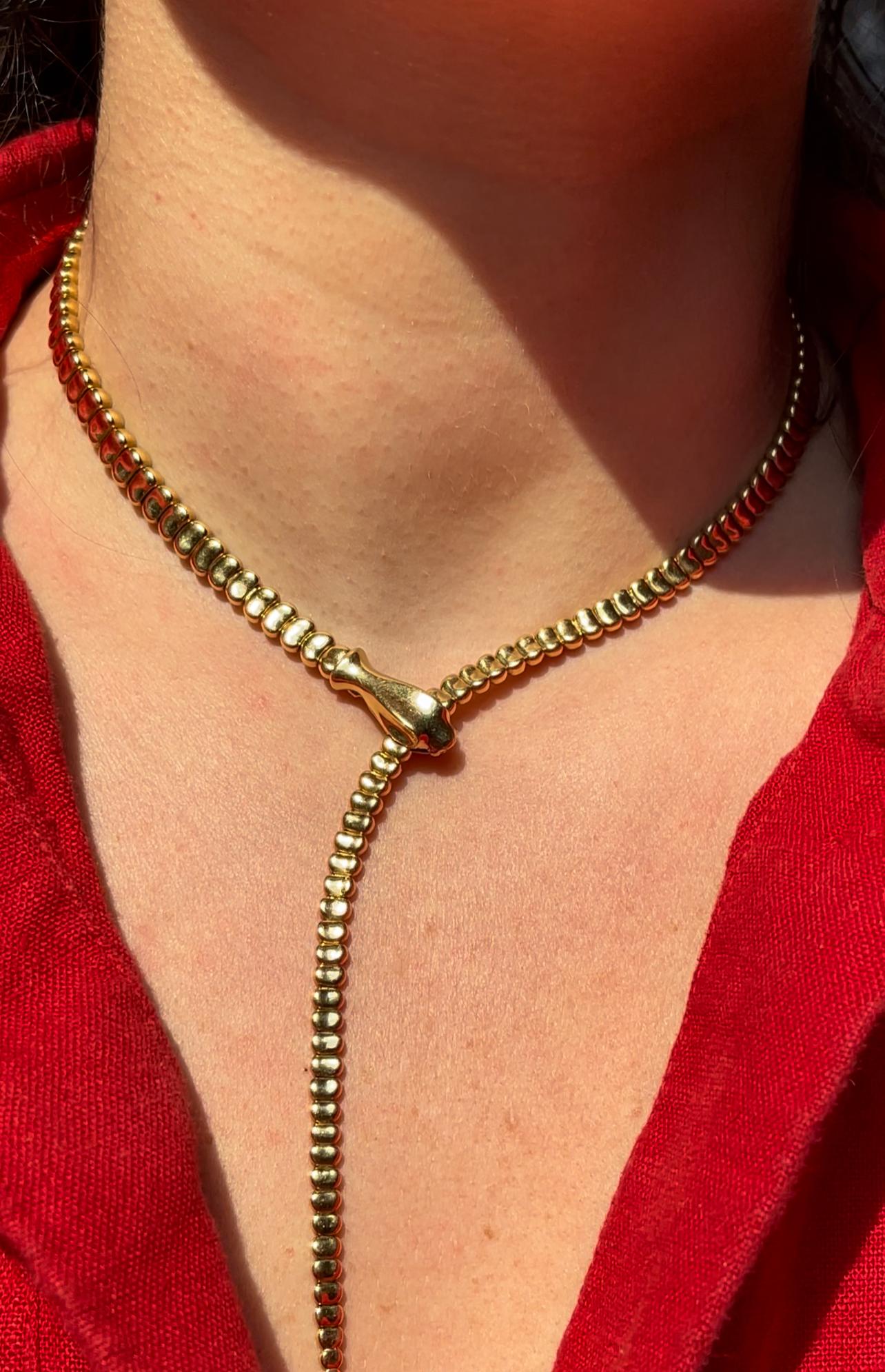 Tiffany & Co Elsa Peretti Gold Snake Necklace In Excellent Condition In Lambertville, NJ