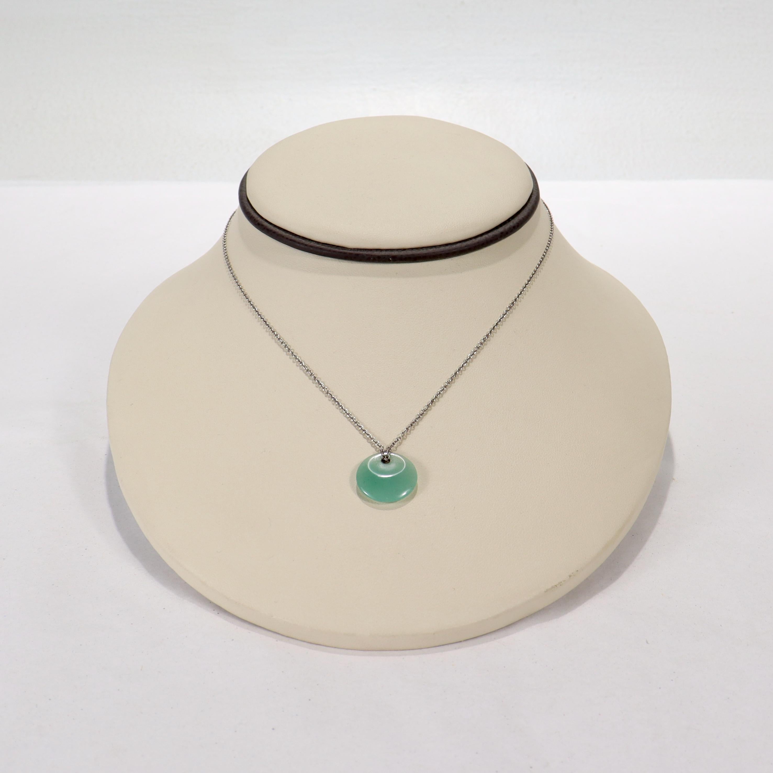 Tiffany & Co. Elsa Peretti Green Aventurine Quartz Disc Sterling Silver Necklace 5