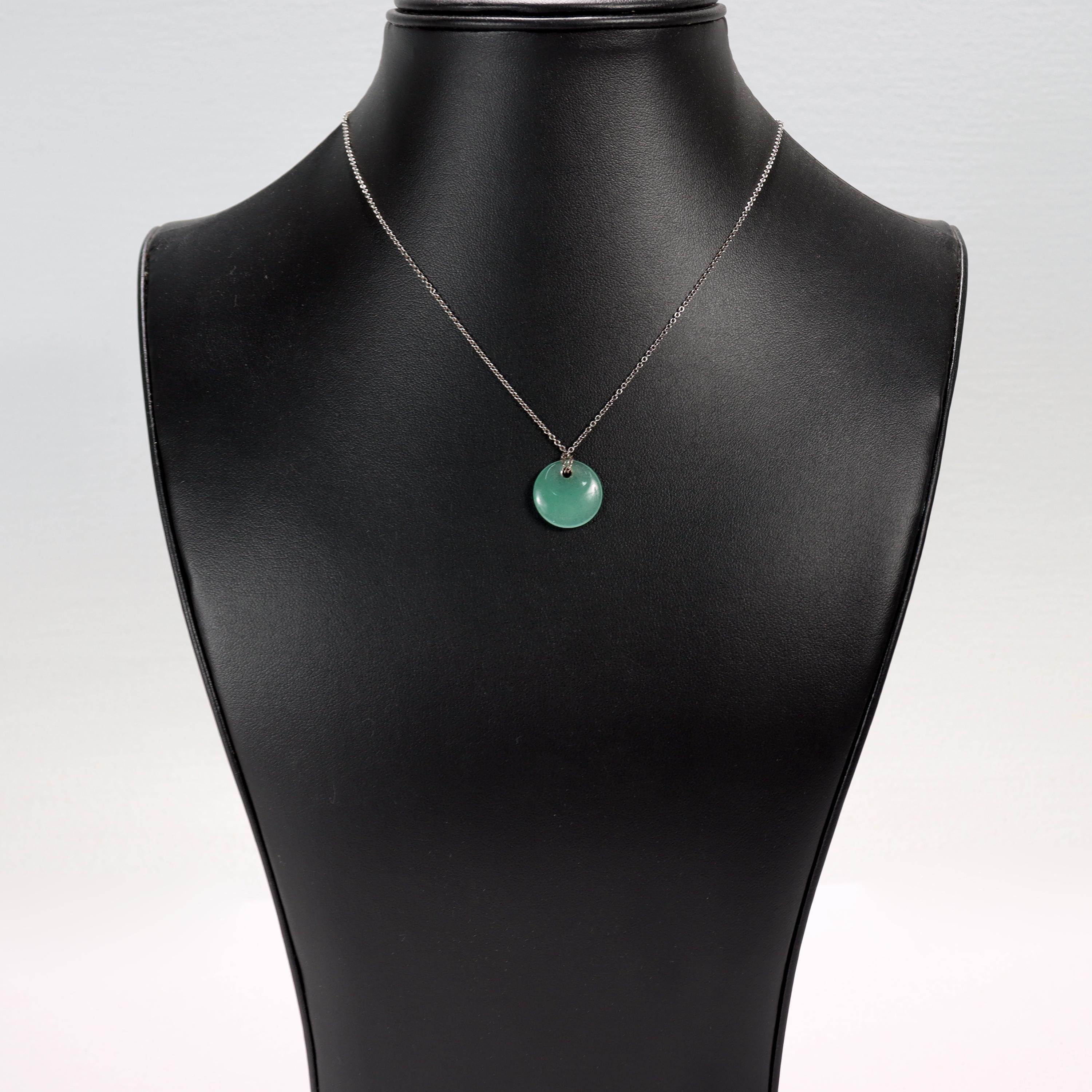 Tiffany & Co. Elsa Peretti Green Aventurine Quartz Disc Sterling Silver Necklace 1
