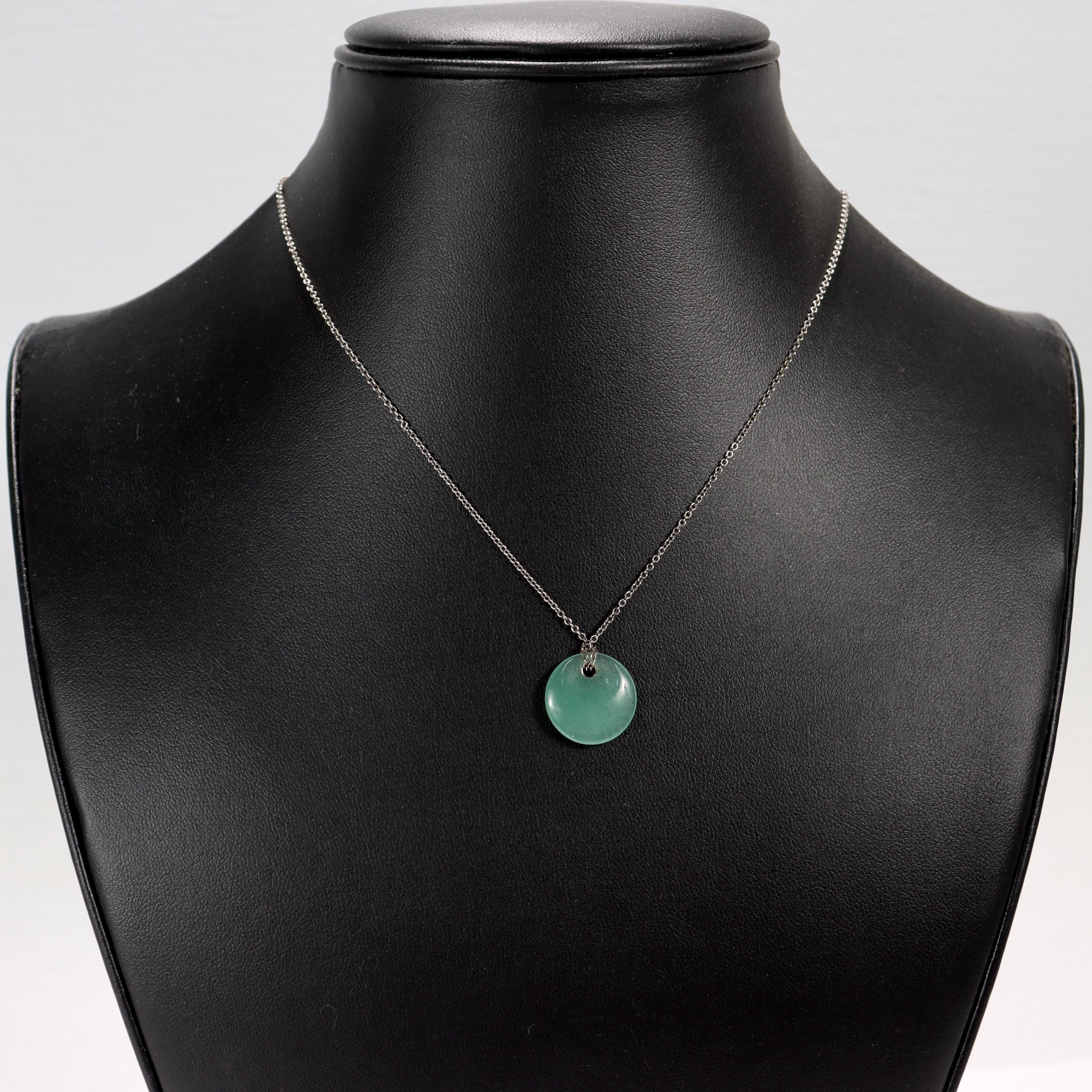 Tiffany & Co. Elsa Peretti Green Aventurine Quartz Disc Sterling Silver Necklace 2