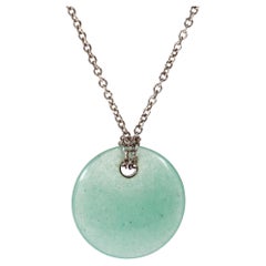 Tiffany & Co. Elsa Peretti Collana in quarzo verde avventurina a disco in argento sterling