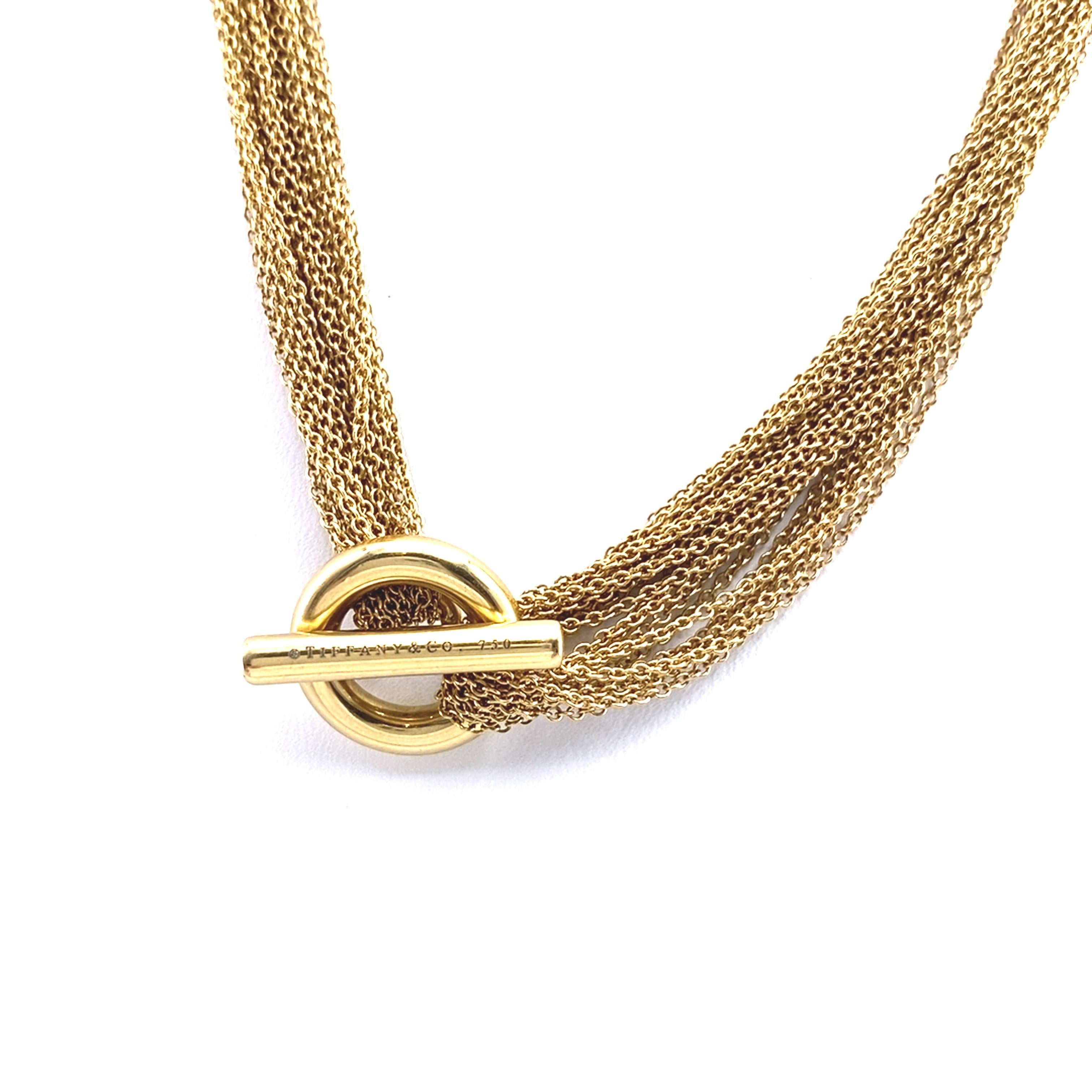 Tiffany & Co. Elsa Peretti Collier à plusieurs chaînes en or jaune 18 carats Unisexe en vente