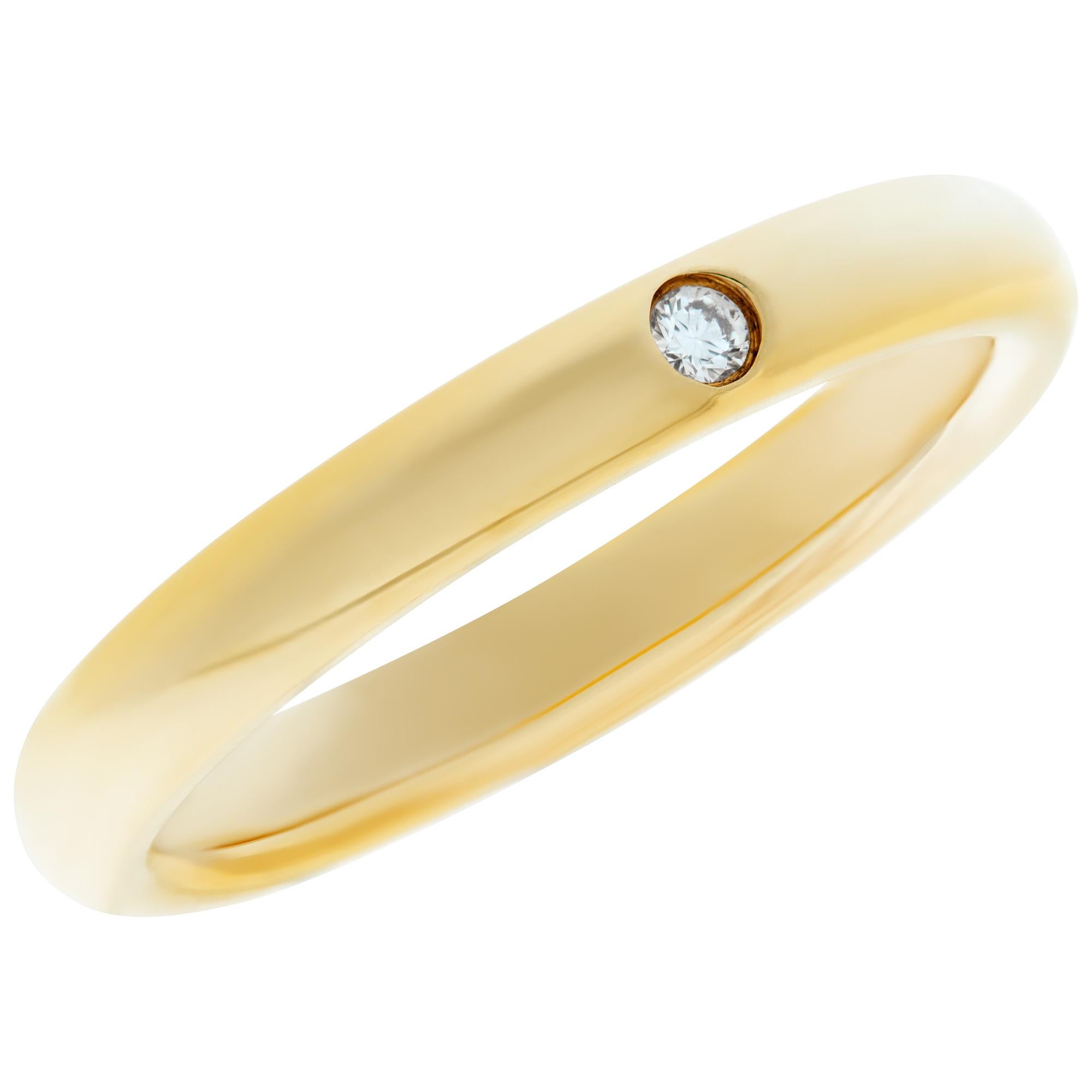 Tiffany & Co. Elsa Peretti in 18k Yellow Gold with Single Diamond Band Ring In Excellent Condition In Surfside, FL
