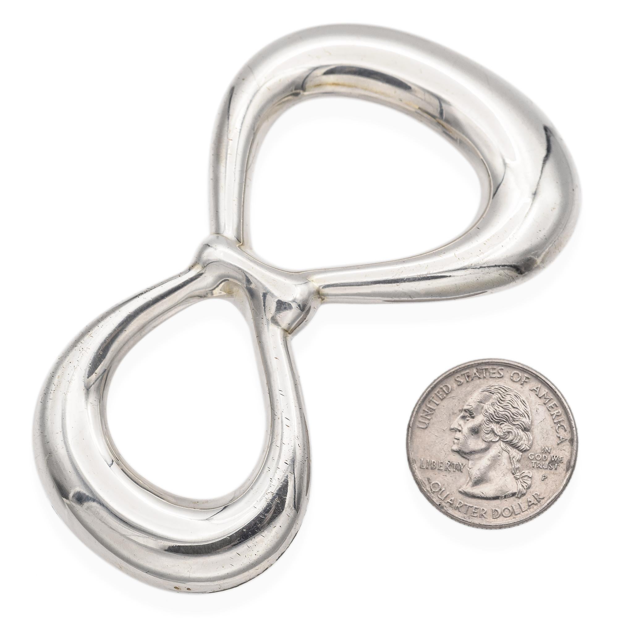 Tiffany & Co. Elsa Peretti Infinity 925 Sterling Silver Belt Buckle In Good Condition For Sale In New York, NY