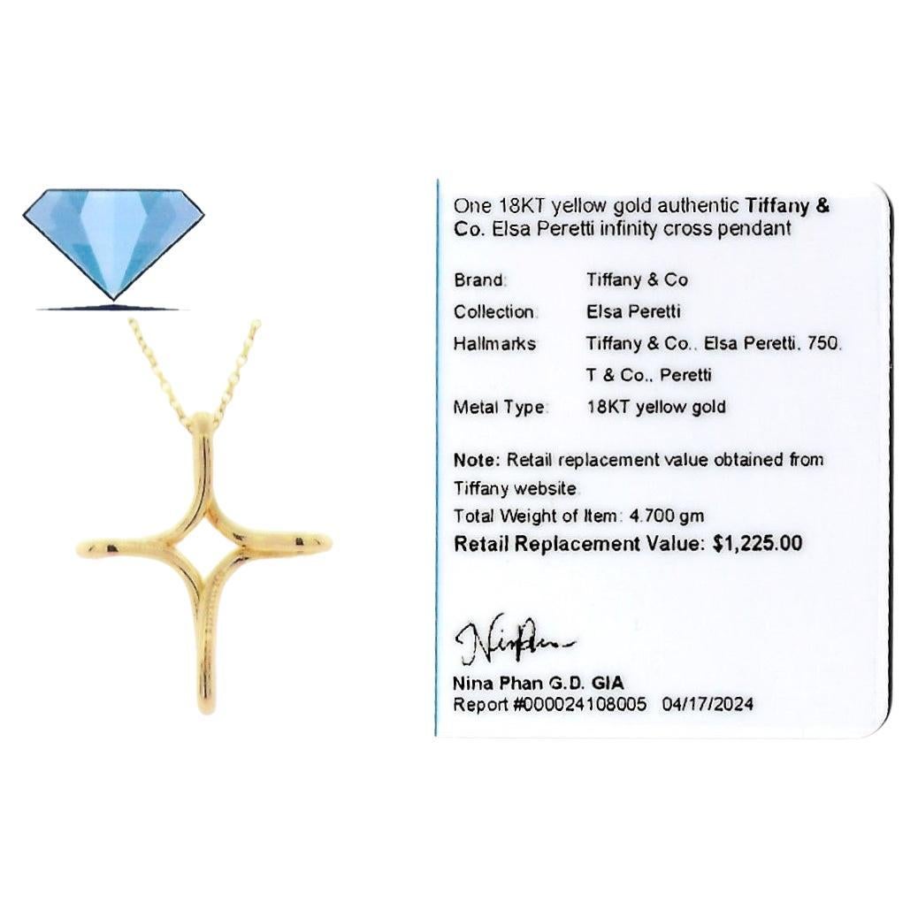 Tiffany & Co. Elsa Peretti Infinity Cross Pendant Necklace, 18 Karat Yellow Gold 3