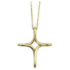 Used Tiffany & Co. Elsa Peretti Infinity Cross Pendant Necklace, 18 Karat Yellow Gold