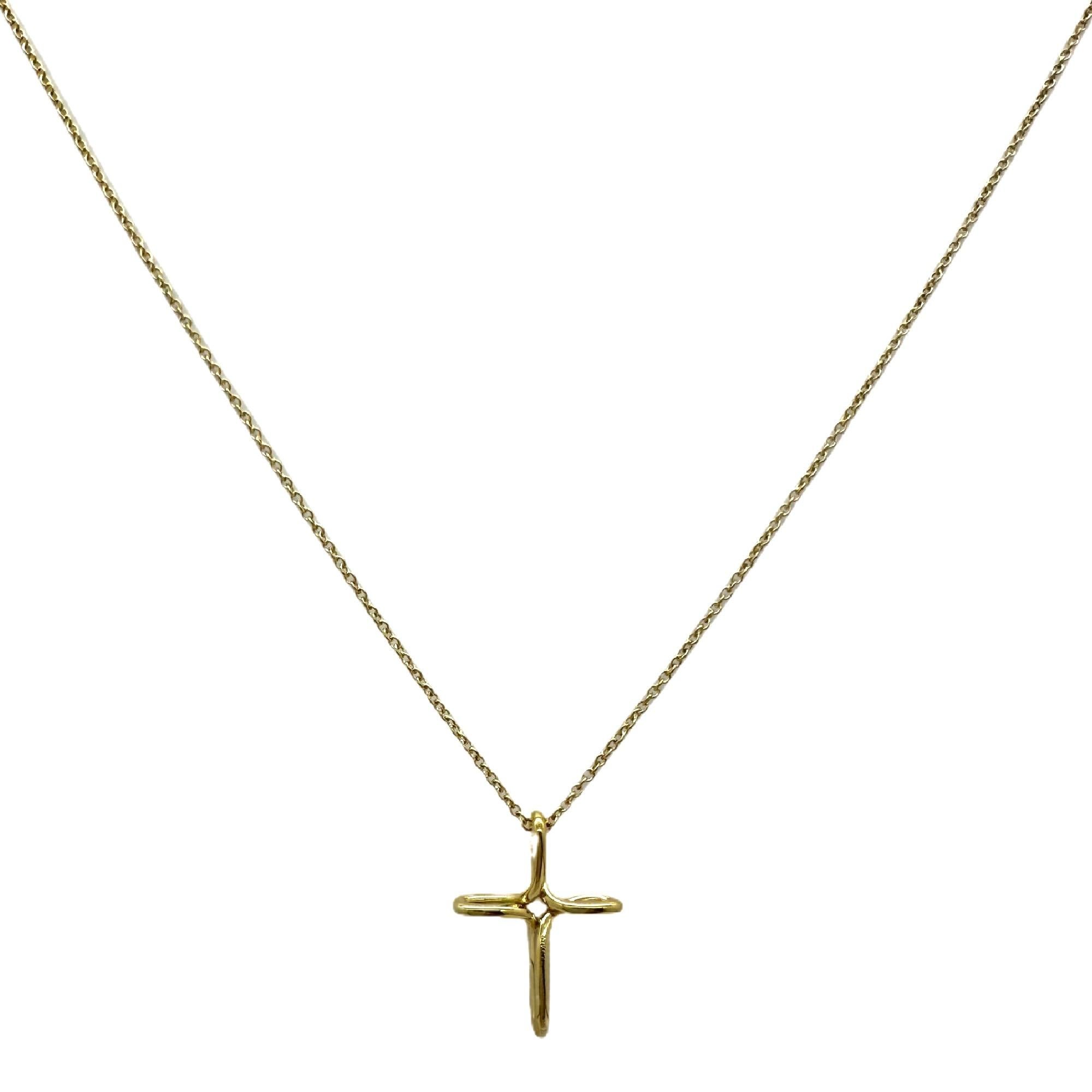 Tiffany & Co. Elsa Peretti Infinity Cross Pendant Necklace in 18k Yellow Gold 4