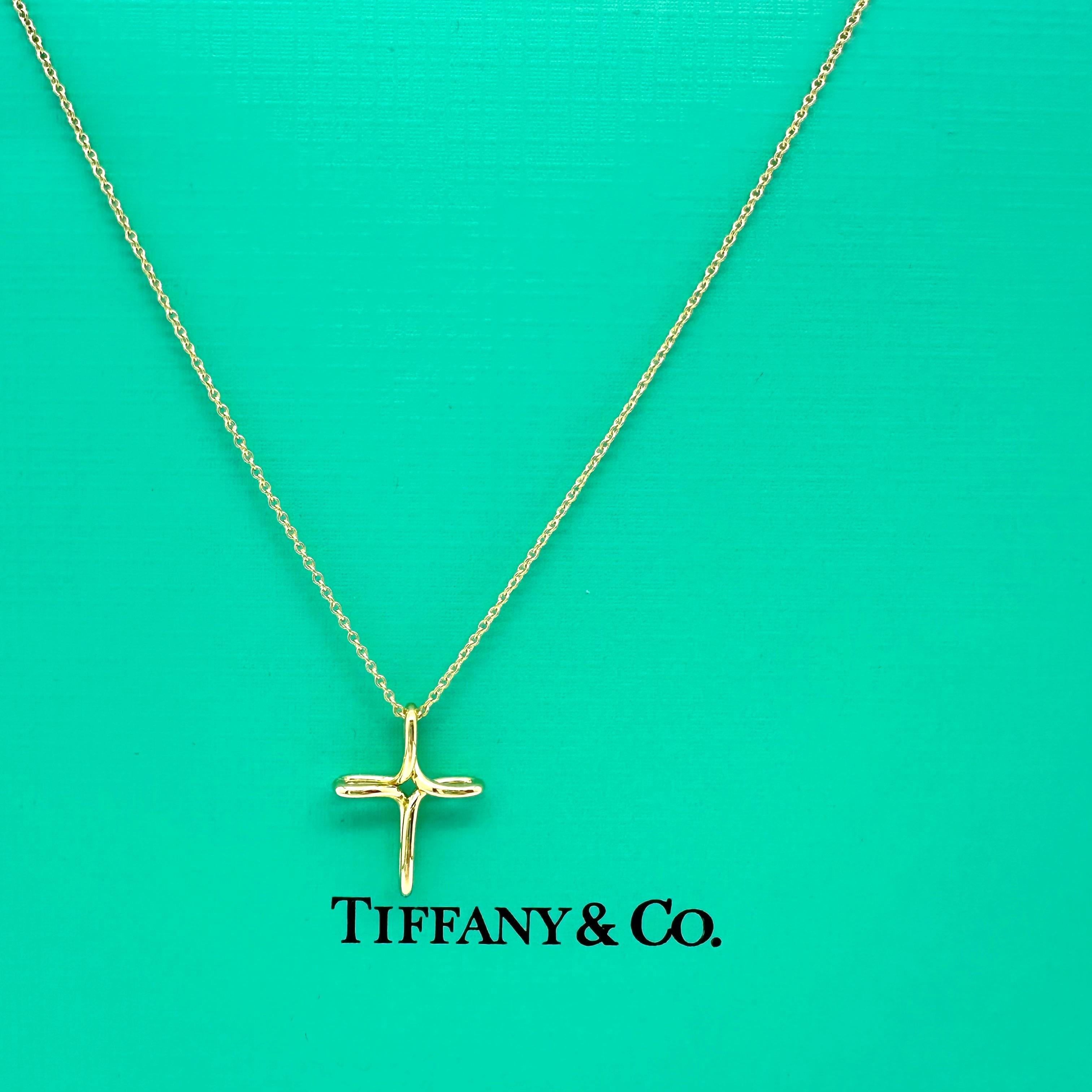 Tiffany & Co. Elsa Peretti Infinity Cross Pendant Necklace in 18k Yellow Gold 8