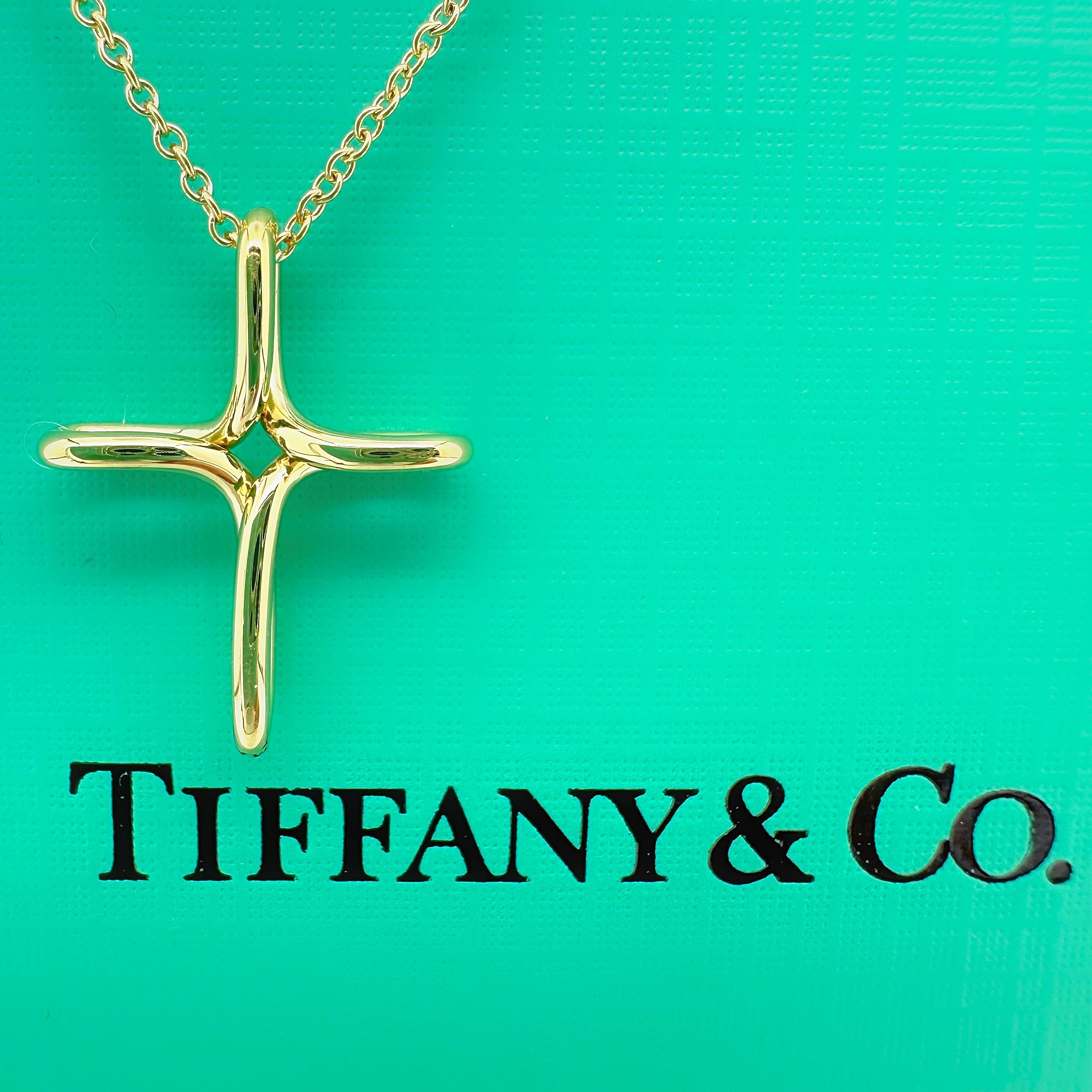 Tiffany & Co. Elsa Peretti Infinity Cross Pendant Necklace in 18k Yellow Gold 9