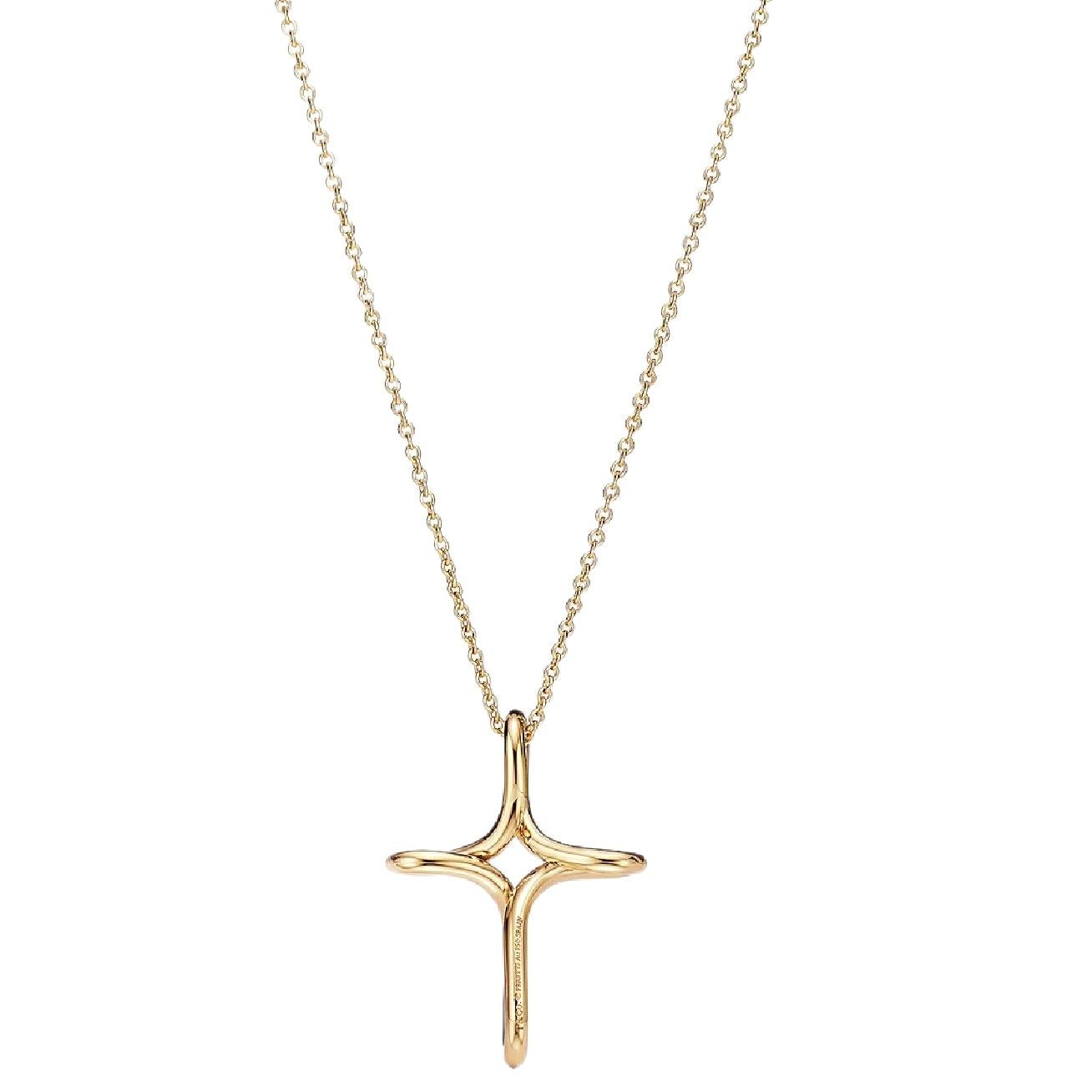 Tiffany & Co. Elsa Peretti Infinity Cross Pendant Necklace in 18k Yellow Gold 2