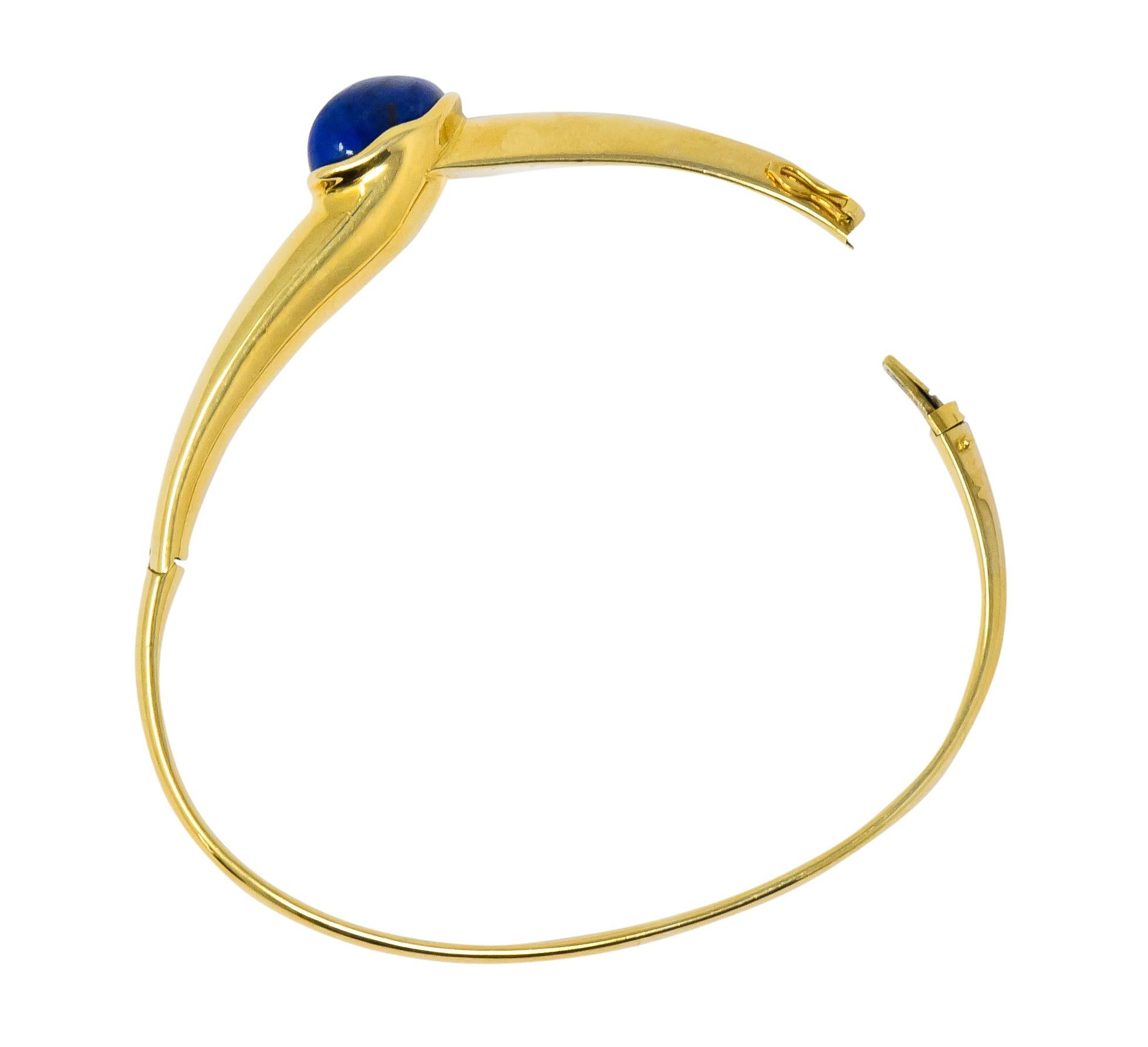 Tiffany & Co. Elsa Peretti Lapis Lazuli 18 Karat Gold Bangle Bracelet 5