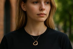 Tiffany Co Elsa Peretti Colgante Corazón Grande Diamante Tono Oro Plata de Ley