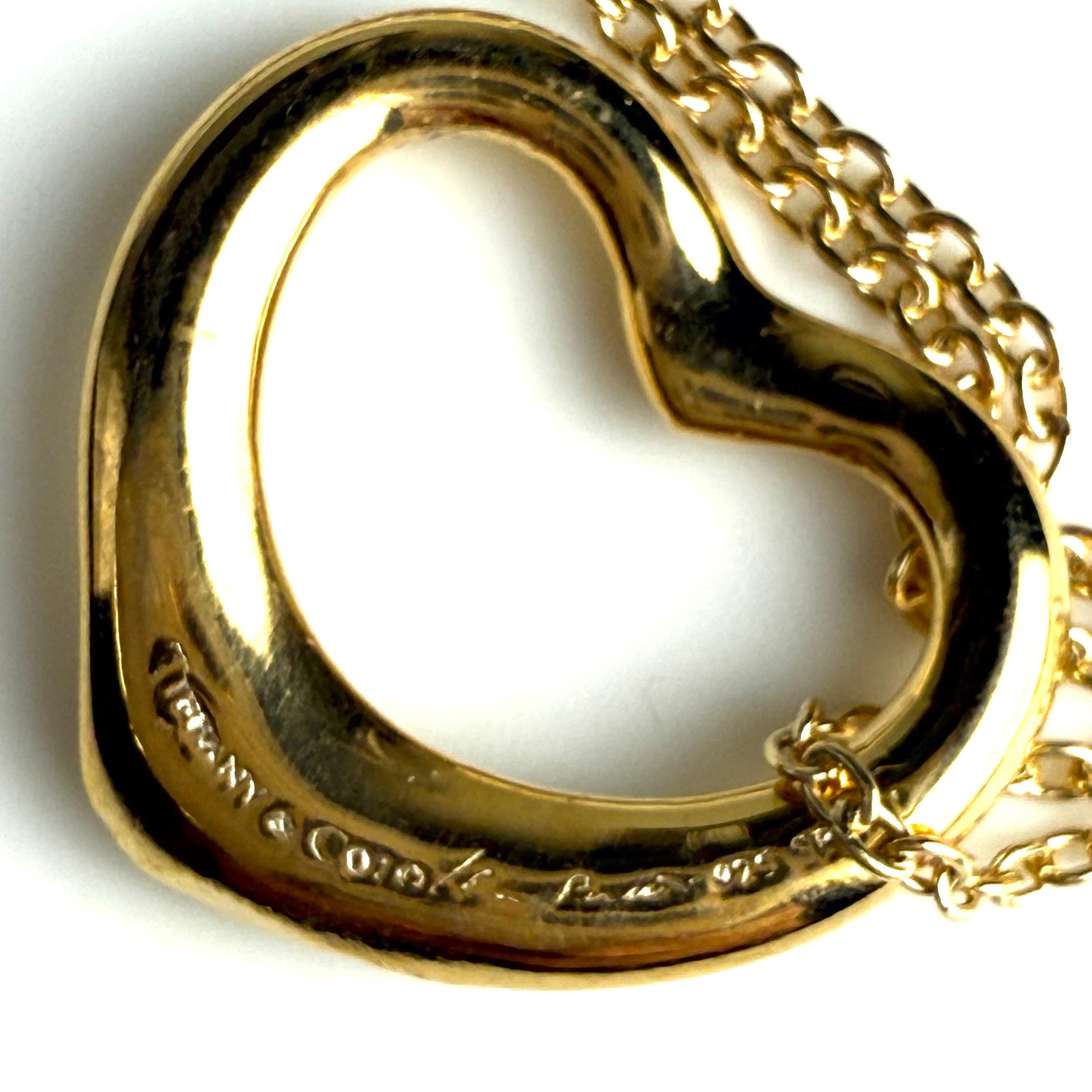 Tiffany Co Elsa Peretti Large Heart Diamond Pendant Gold Tone Sterling Silver Pour femmes en vente