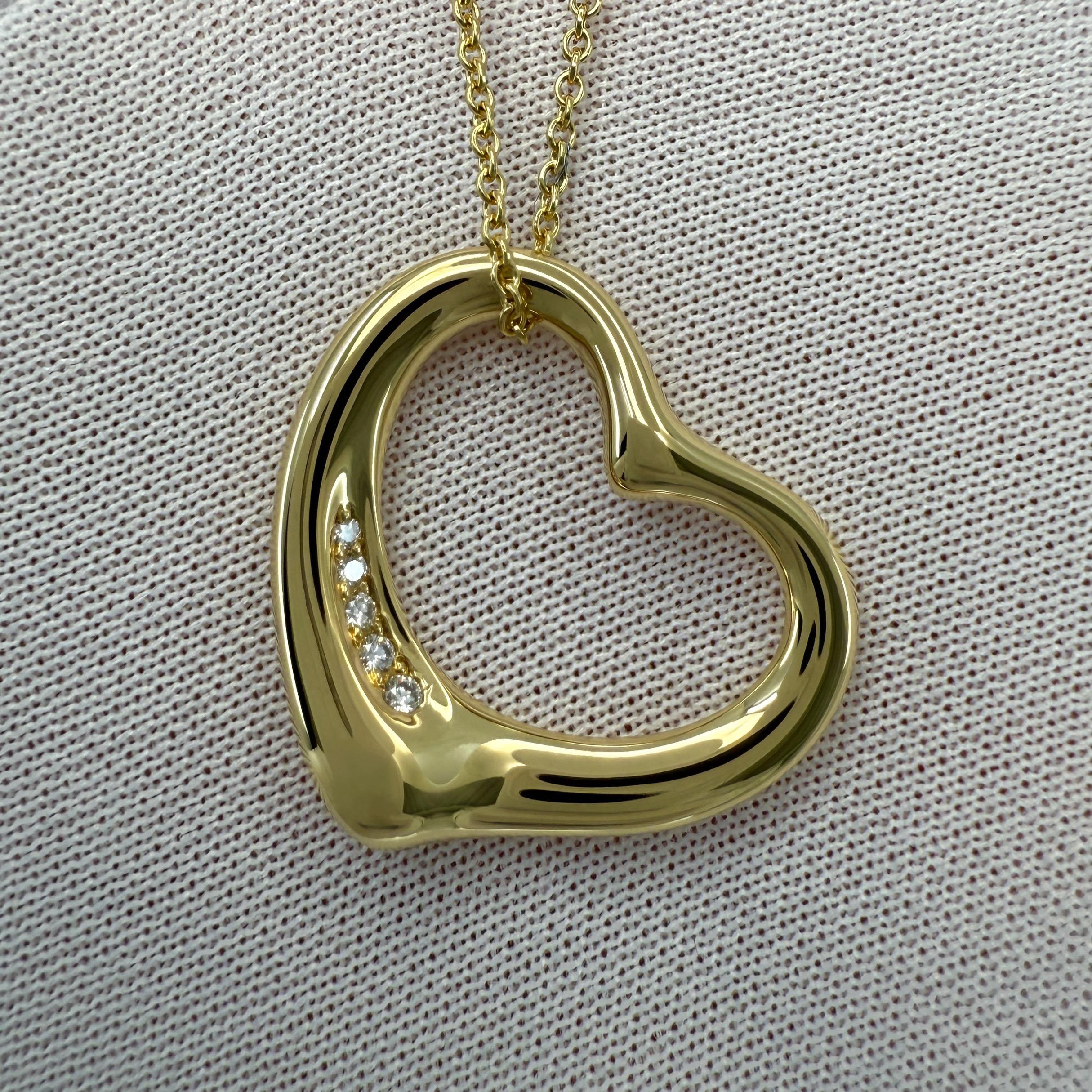 Tiffany & Co. Collana con ciondolo in oro 18k con diamante a cuore aperto grande di Elsa Peretti in vendita 5