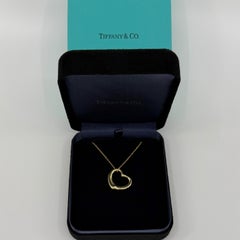 Tiffany & Co. Elsa Peretti Large Open Heart Diamond 18k Gold Pendant Necklace