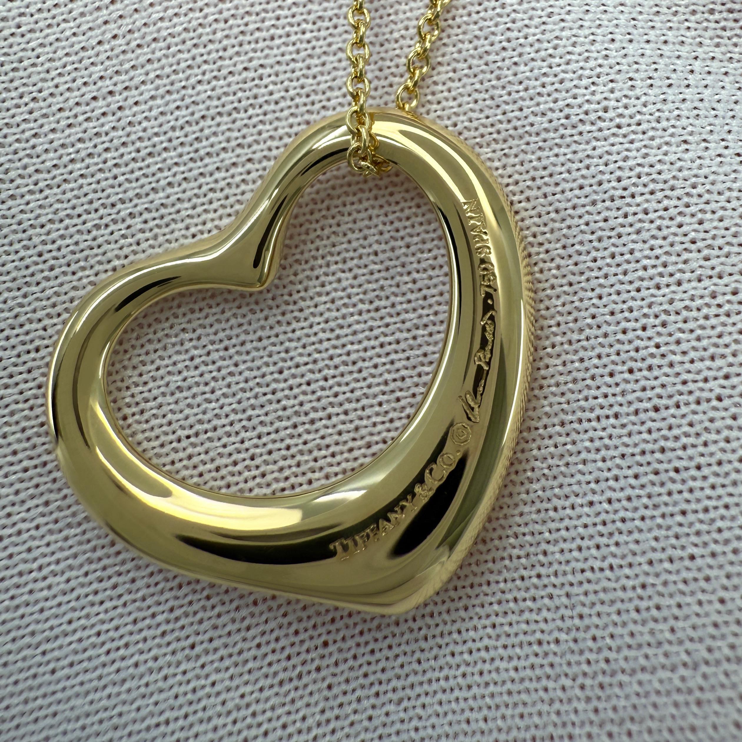 Donna Tiffany & Co. Collana con ciondolo in oro 18k con diamante a cuore aperto grande di Elsa Peretti in vendita
