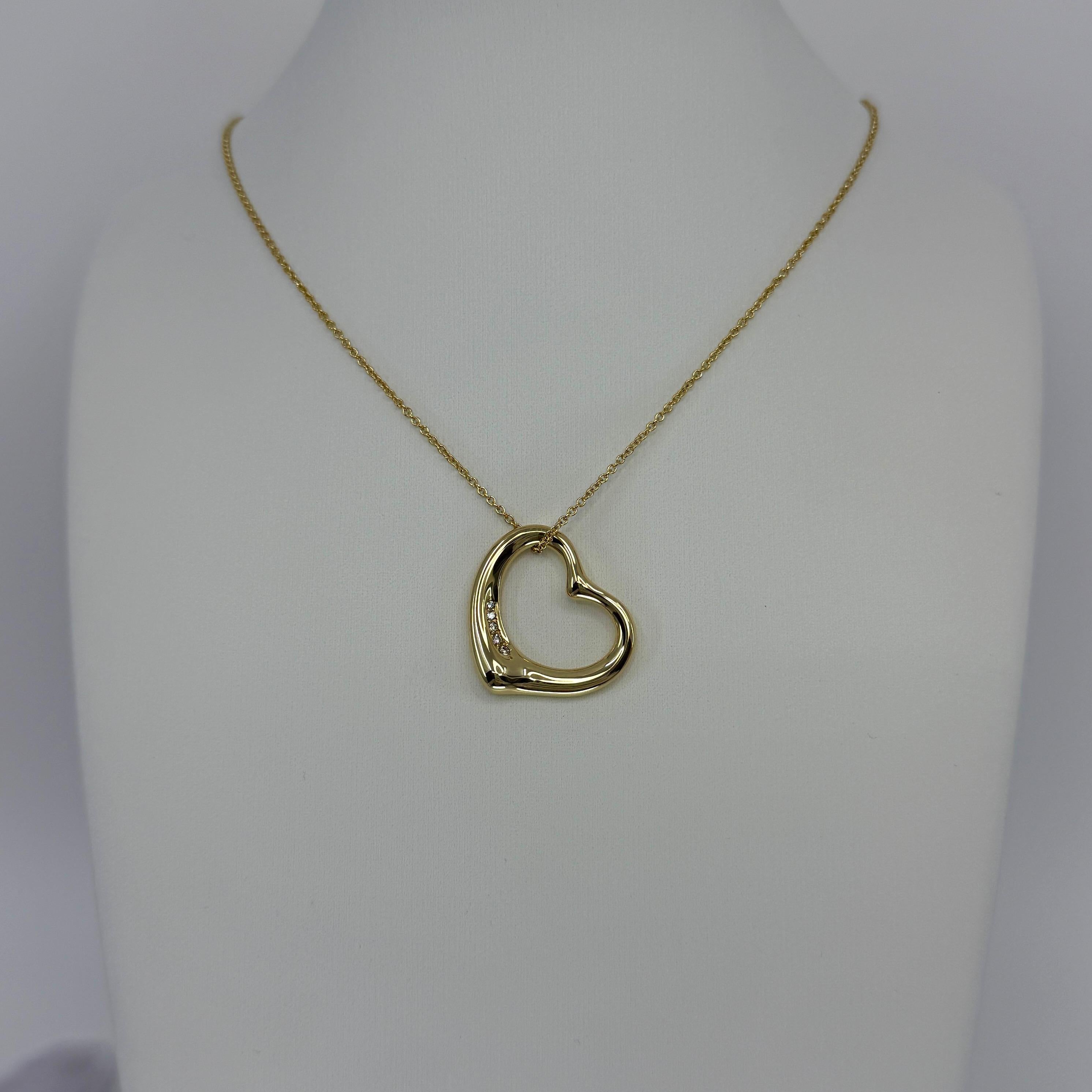 Tiffany & Co. Collana con ciondolo in oro 18k con diamante a cuore aperto grande di Elsa Peretti in vendita 4